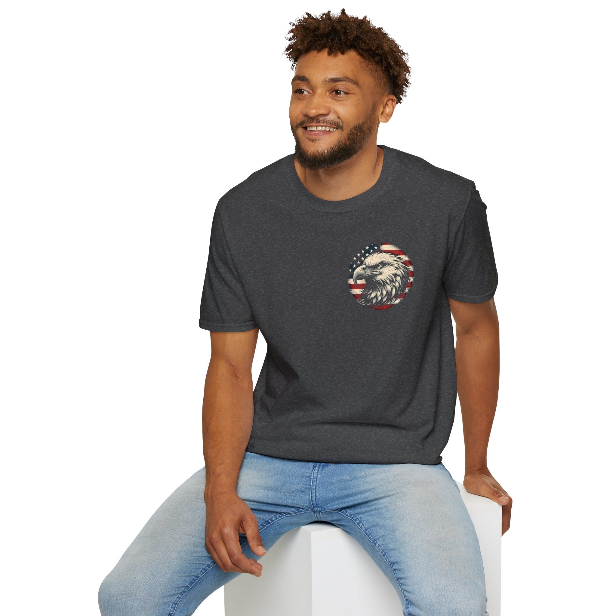 Patriotic Bald Eagle T-Shirt — American Flag Gift for Him Fourth of July Graphic Tee