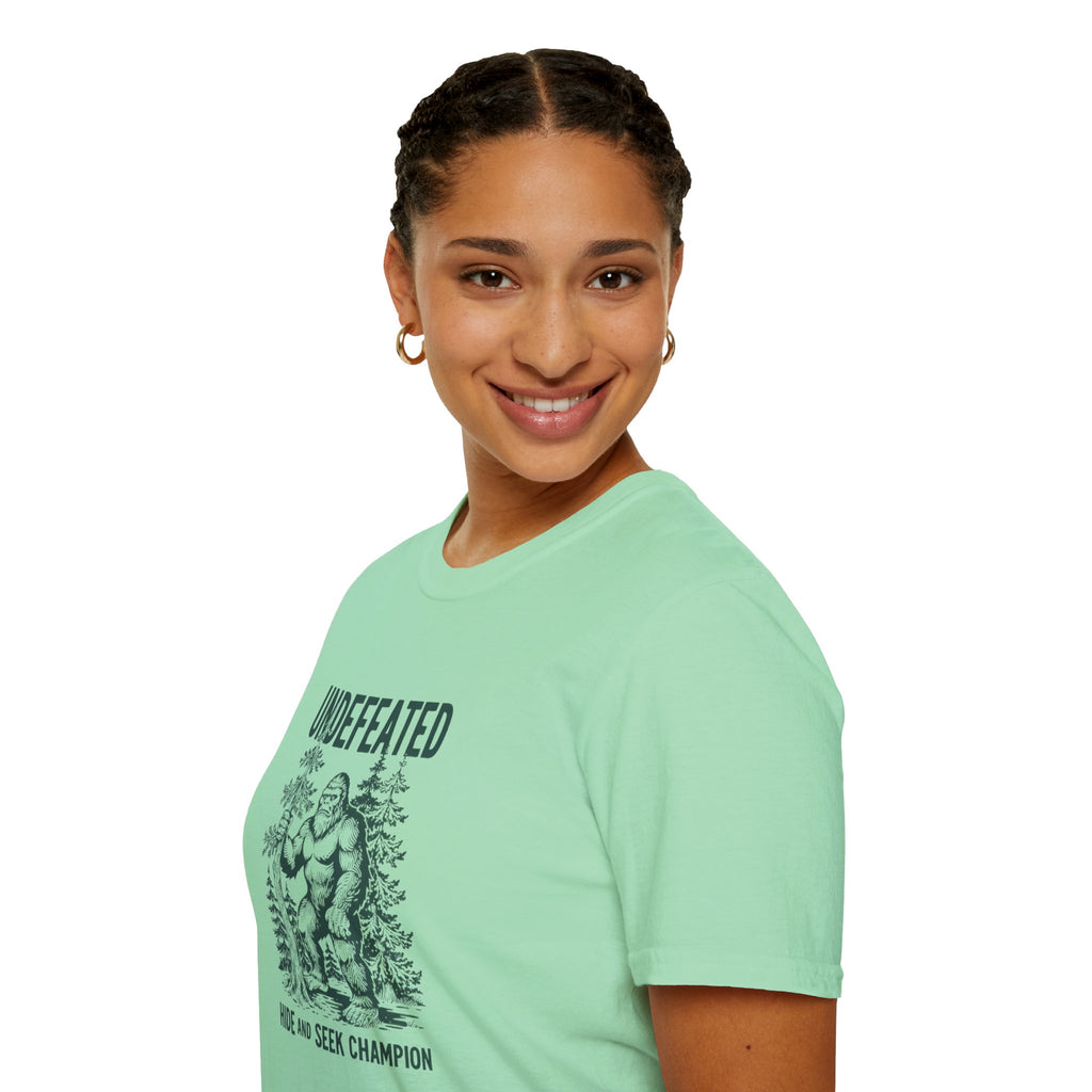 Undefeated Bigfoot T-Shirt — 'Hide and Seek Champion' Graphic Tee