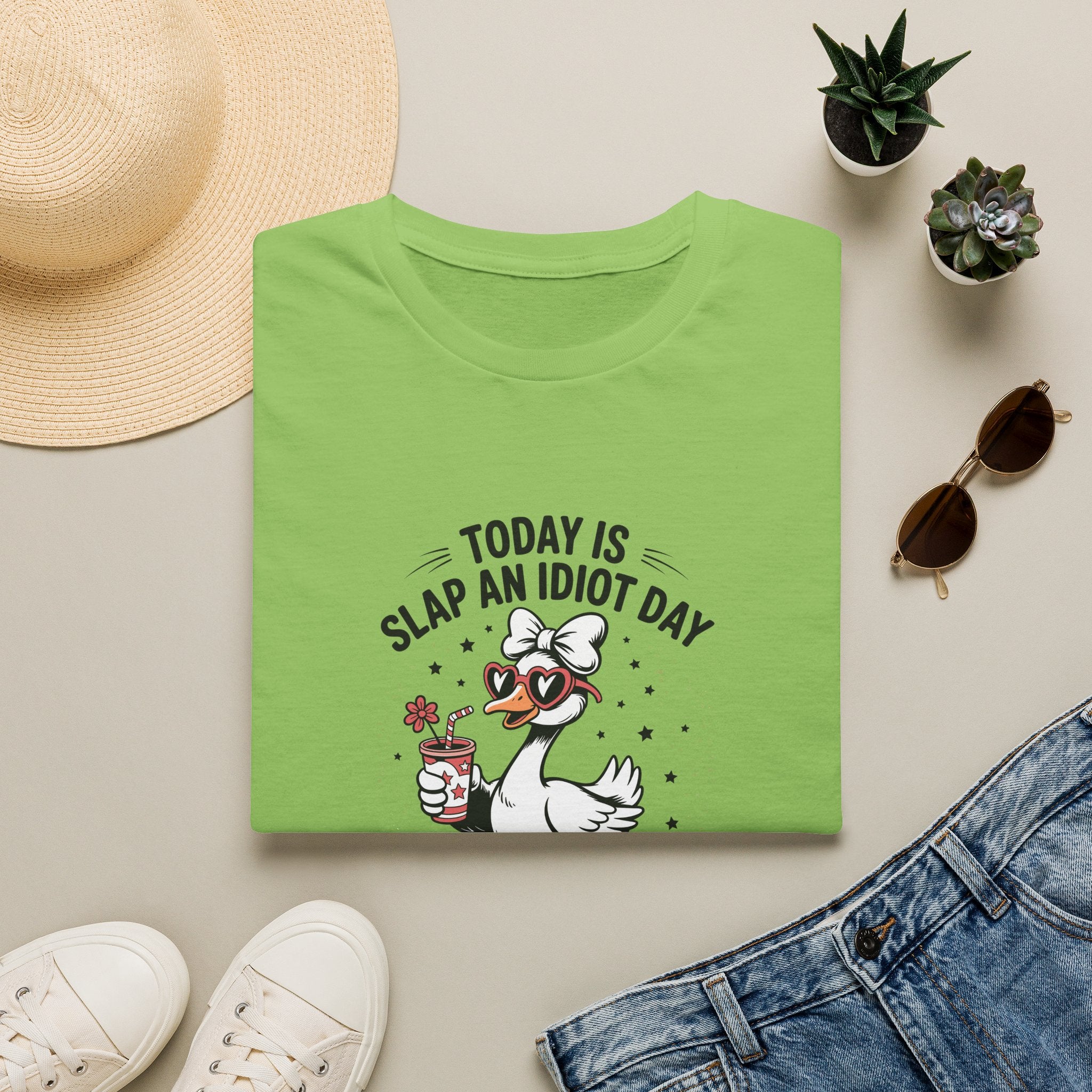 Today Is Slap An Idiot Day Duck T-Shirt — Funny Sarcastic Gift for Her Graphic Tee