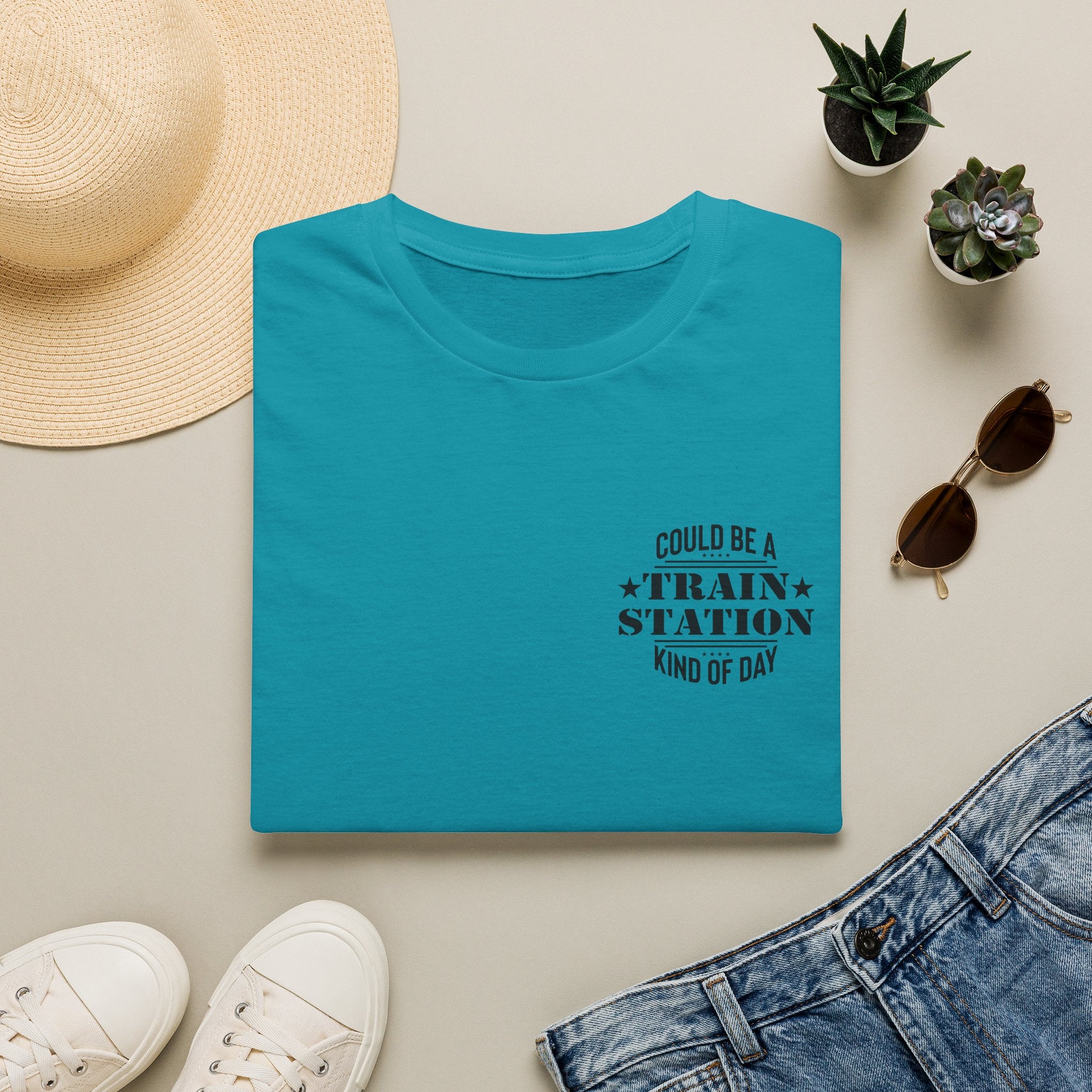 Could Be a Train Station Kind of Day T-Shirt — Funny Sarcastic Gift for Her Pocket Tee