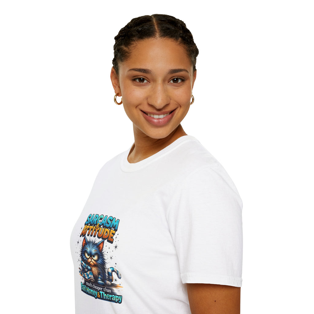 Sarcasm & Attitude Grumpy Cat T-Shirt — Funny Sarcastic Gift for Her Graphic Tee