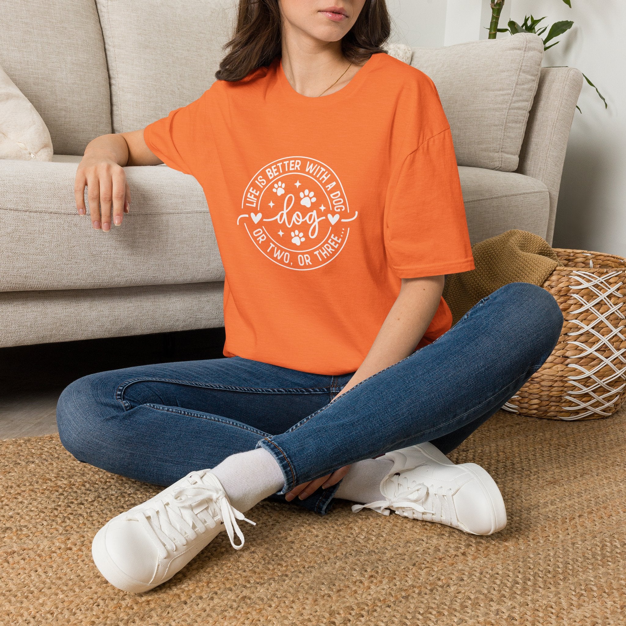 Life Is Better With a Dog T-Shirt — Funny Dog Lover Gift for Women Paw Print Tee
