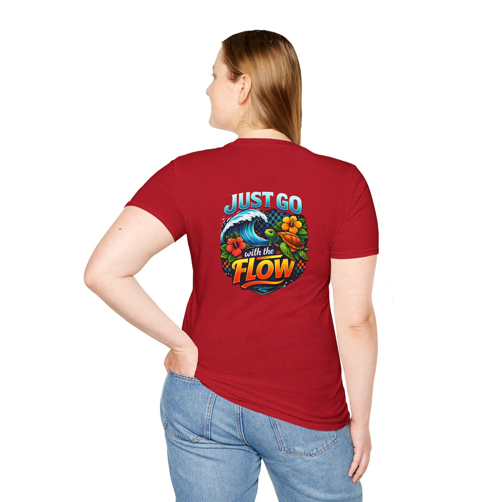Go With the Flow Sea Turtle T-Shirt — Cute Beach Gift for Women Ocean Floral Tee