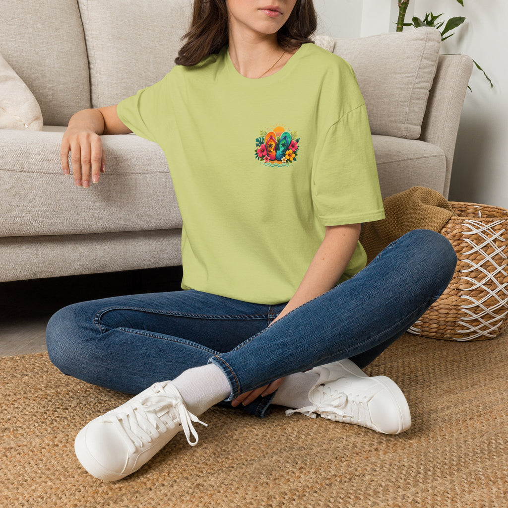 Floral Surf Chest Print T-Shirt — Cute Beach Gift for Women Graphic Tee