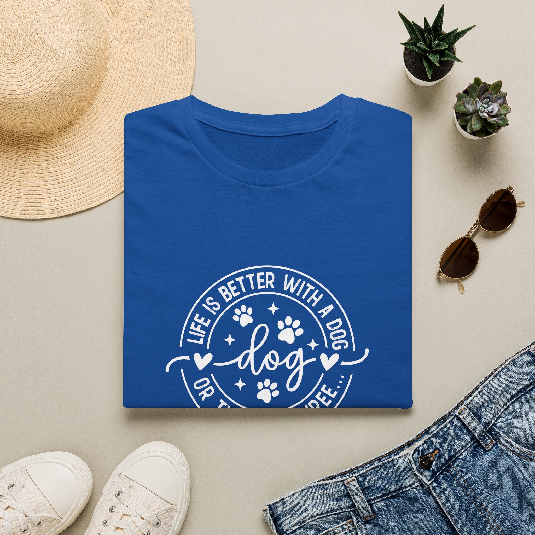 Life Is Better With a Dog T-Shirt — Funny Dog Lover Gift for Women Paw Print Tee