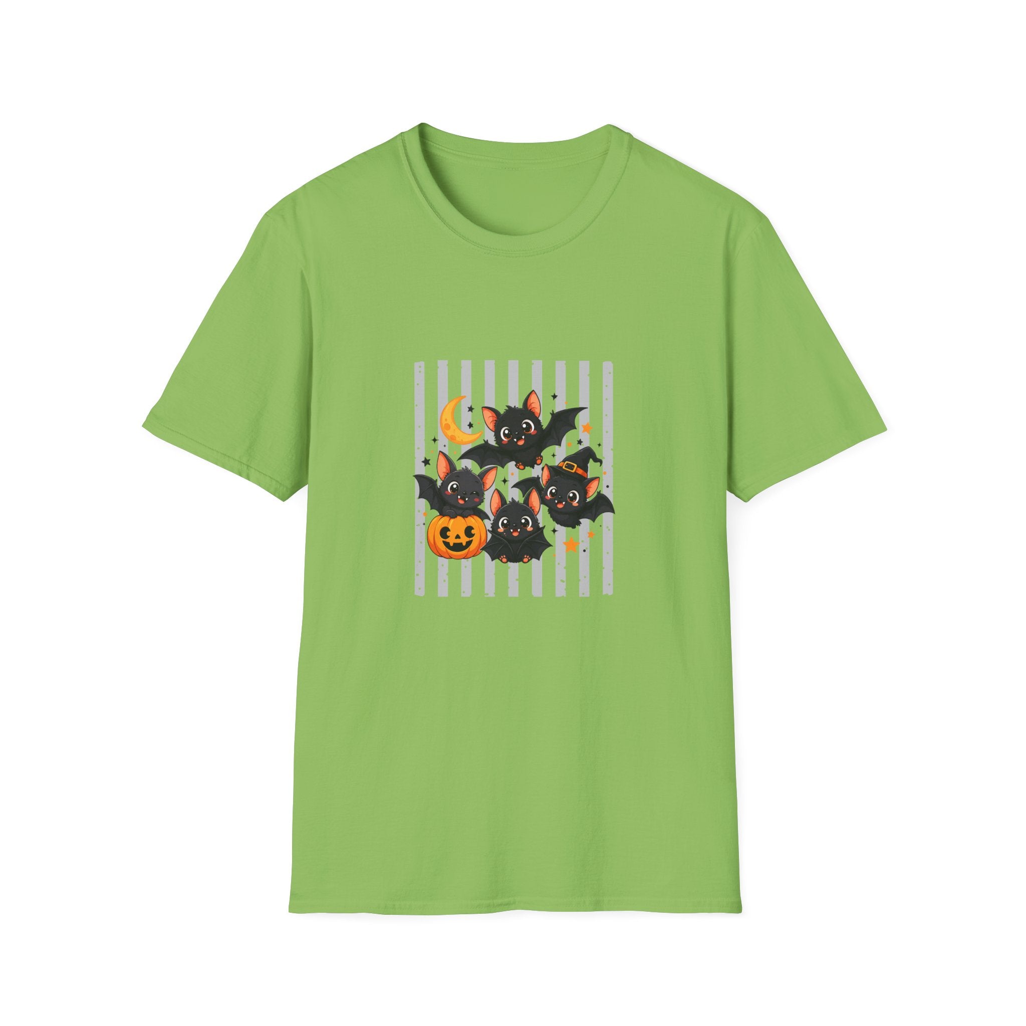 Halloween Bats Pumpkin Moon T-Shirt — Cute Spooky Gift for Women Graphic Tee