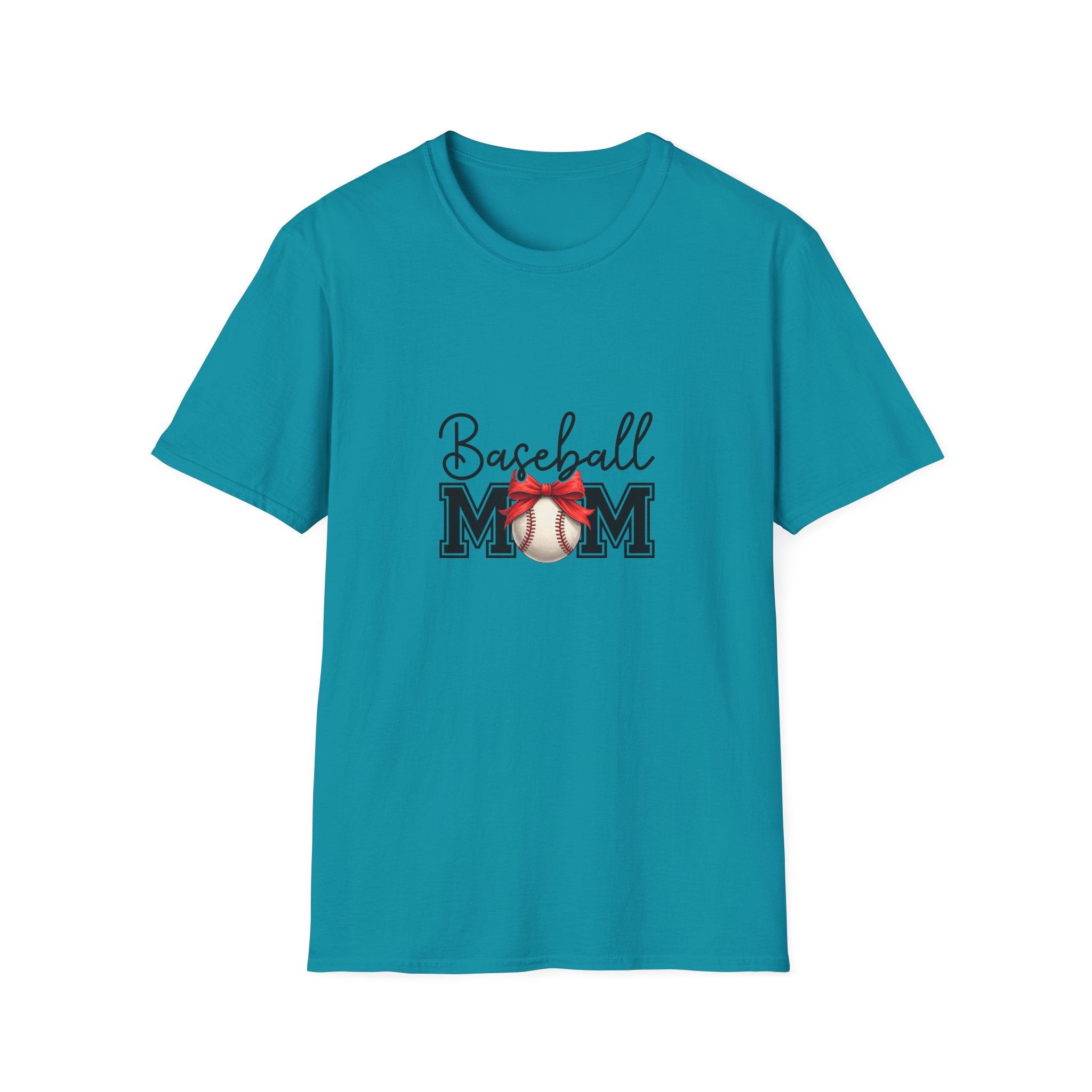 Baseball Mom T-Shirt — Cute Red Bow Gift for Sports Moms Game Day Graphic Tee