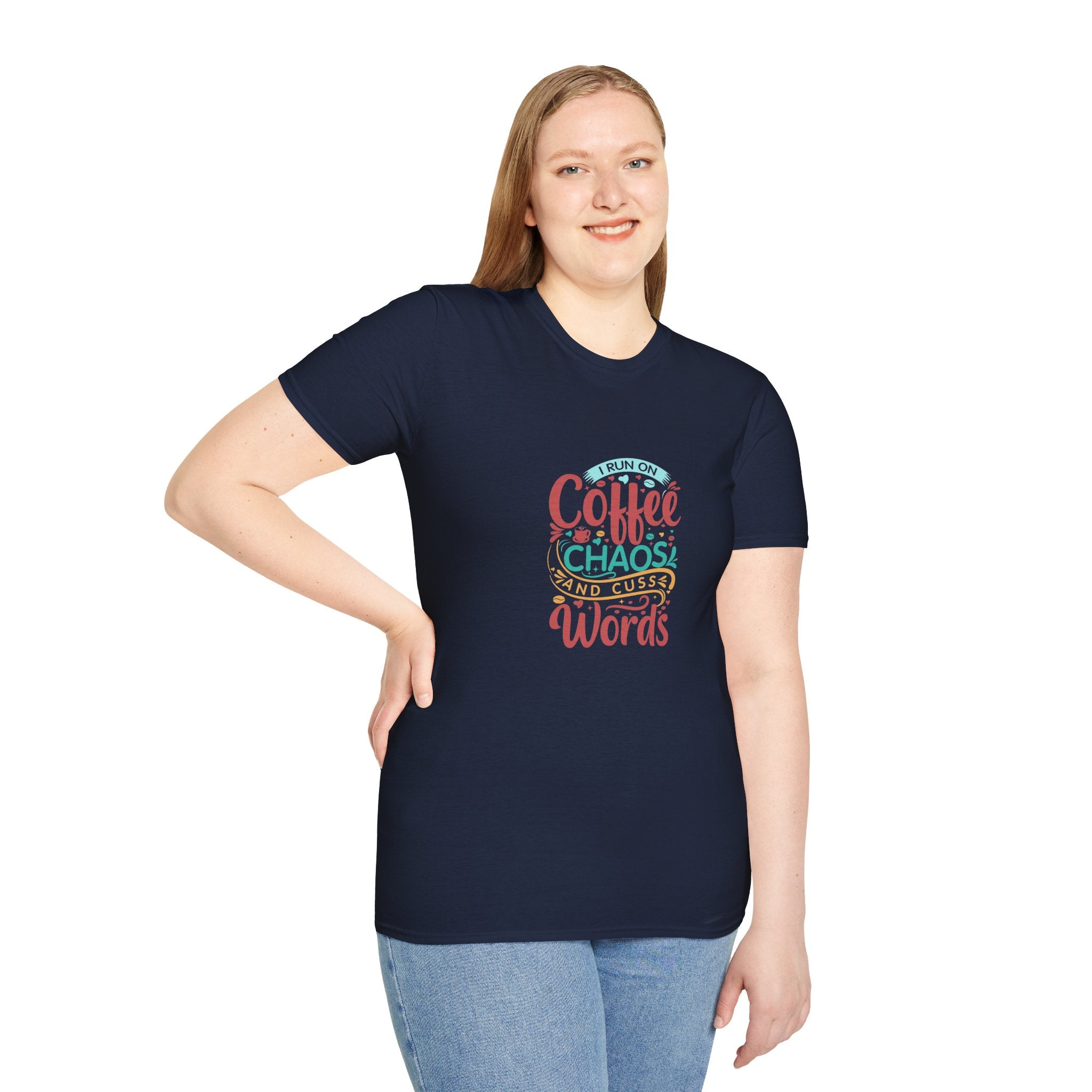 I Run on Coffee Chaos and Cuss Words T-Shirt — Funny Gift for Her Sarcastic Mom Tee