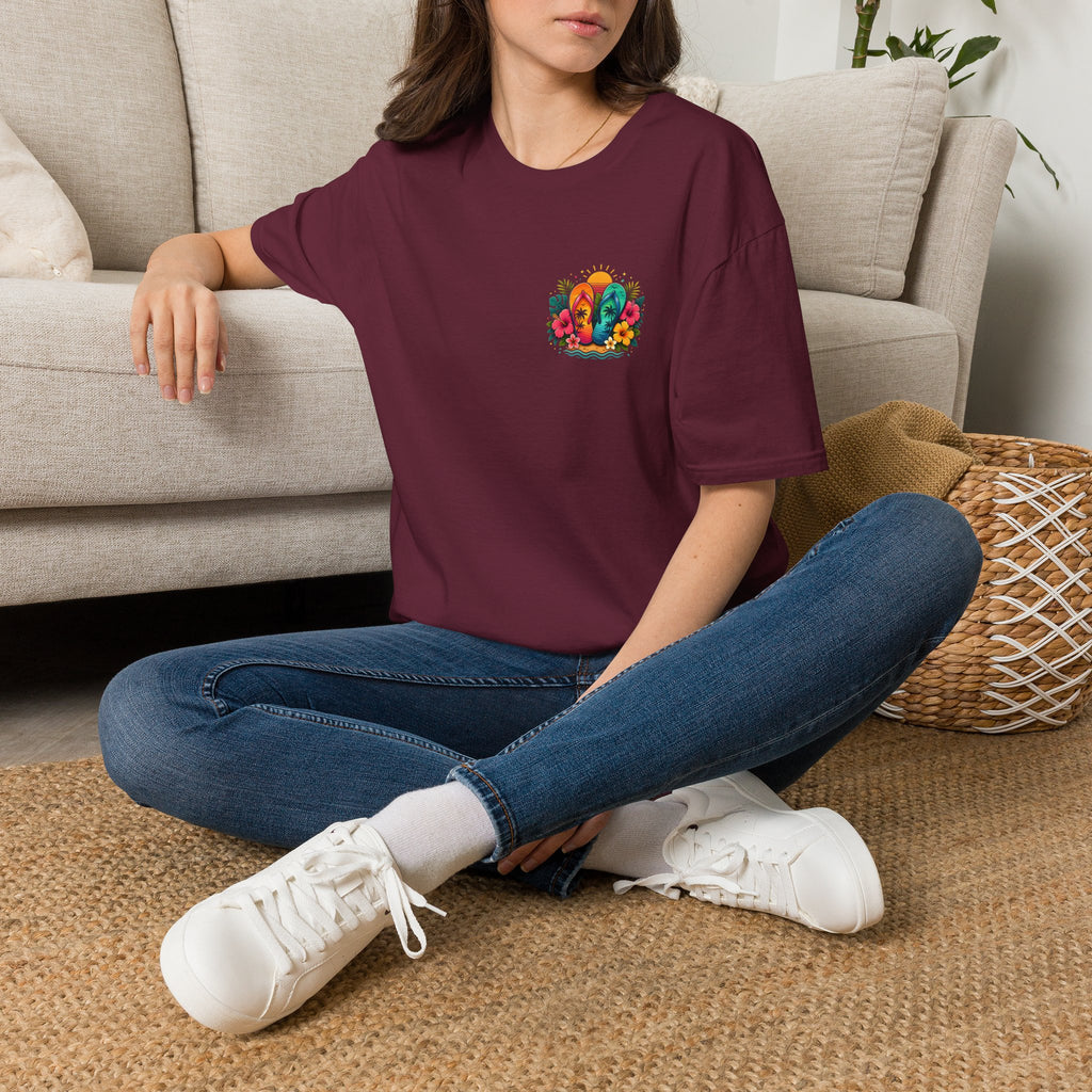 Floral Surf Chest Print T-Shirt — Cute Beach Gift for Women Graphic Tee