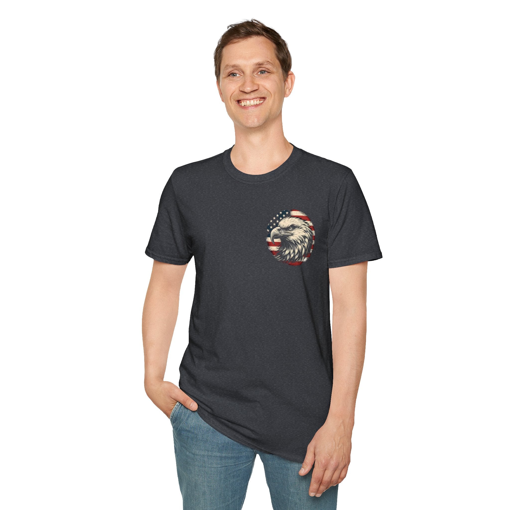 Patriotic Bald Eagle T-Shirt — American Flag Gift for Him Fourth of July Graphic Tee