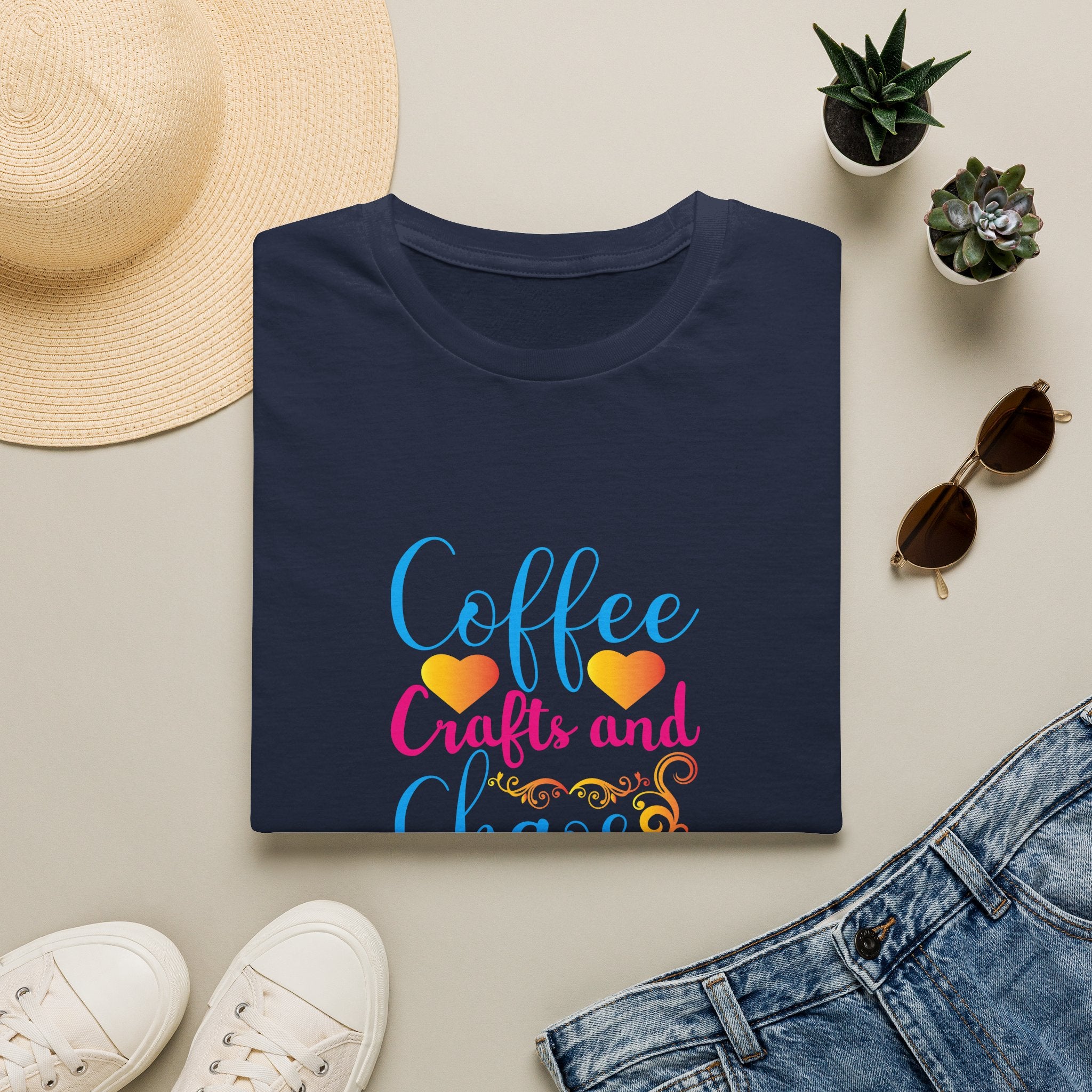 Coffee Crafts and Chaos T-Shirt — Funny Gift for Crafty Women Sarcastic Graphic Tee