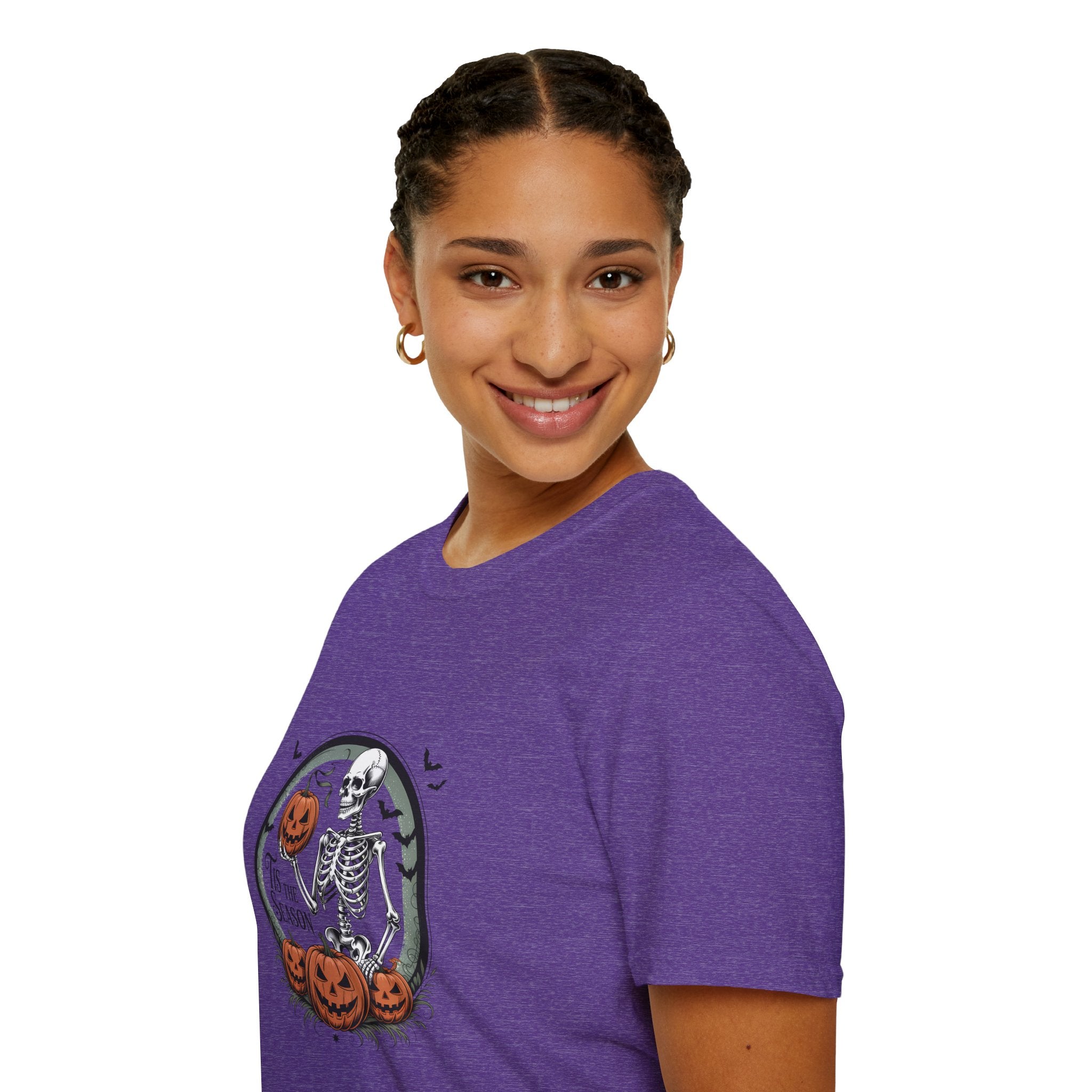 Tis the Season Skeleton Pumpkin T-Shirt — Funny Halloween Gift for Women Graphic Tee