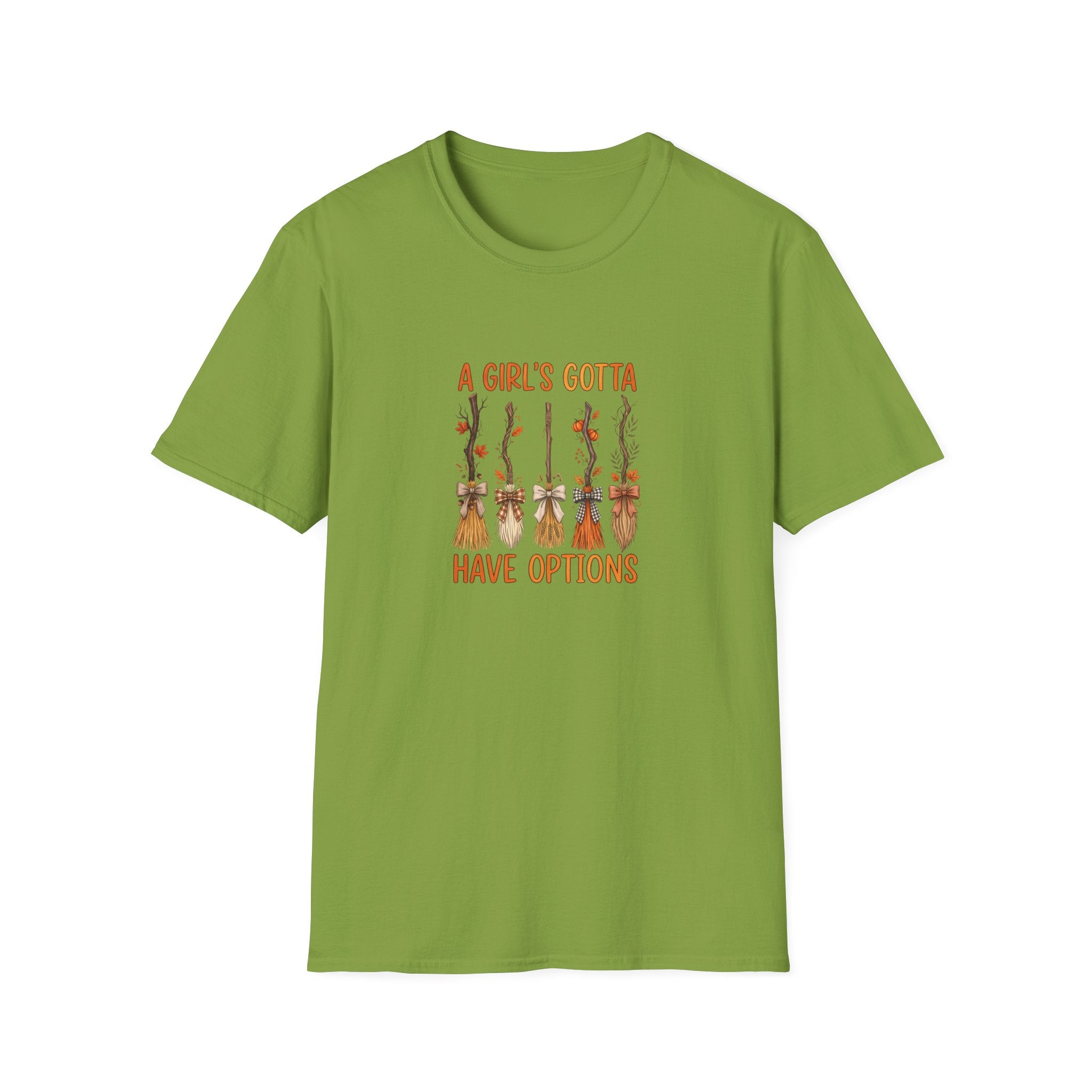 A Girl's Gotta Have Options Witch Brooms T-Shirt — Funny Halloween Gift for Women