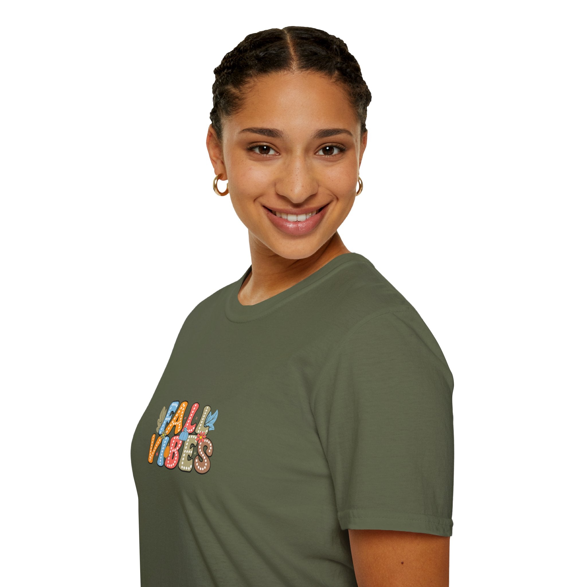 Fall Vibes Colorful Autumn T-Shirt — Cute Fall Gift for Women Graphic Tee