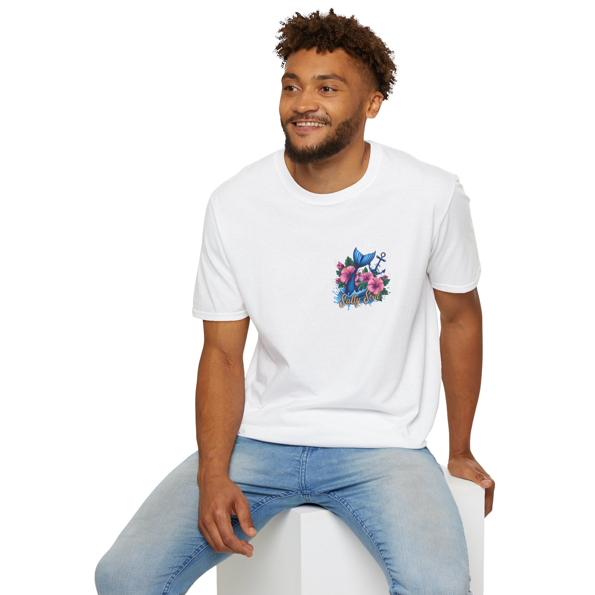 Salty Soul Mermaid Anchor Floral T-Shirt — Cute Beach Gift for Women Nautical Tee