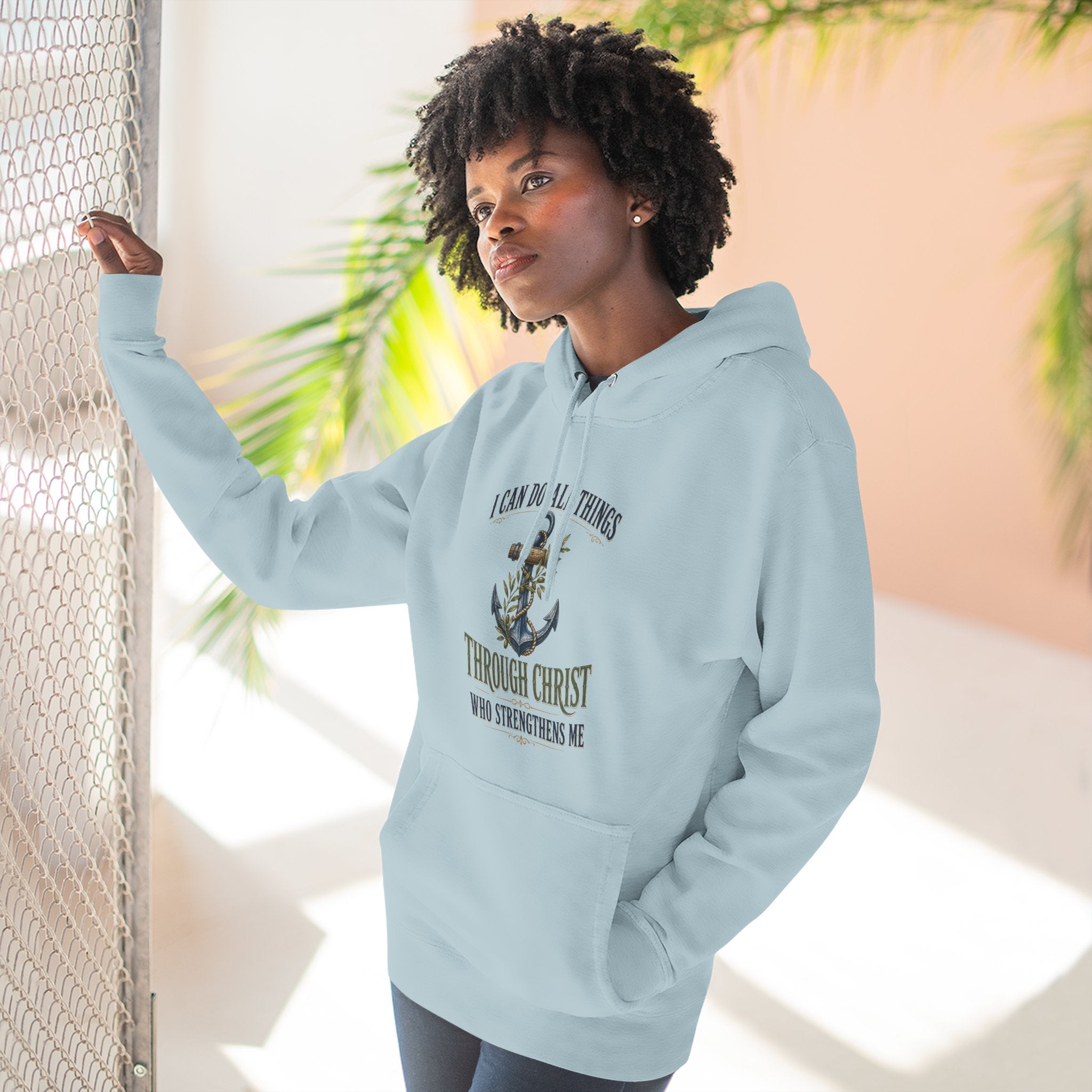 Christian Anchor Hoodie — "I Can Do All Things Through Christ Who Strengthens Me" Inspirational Pullover