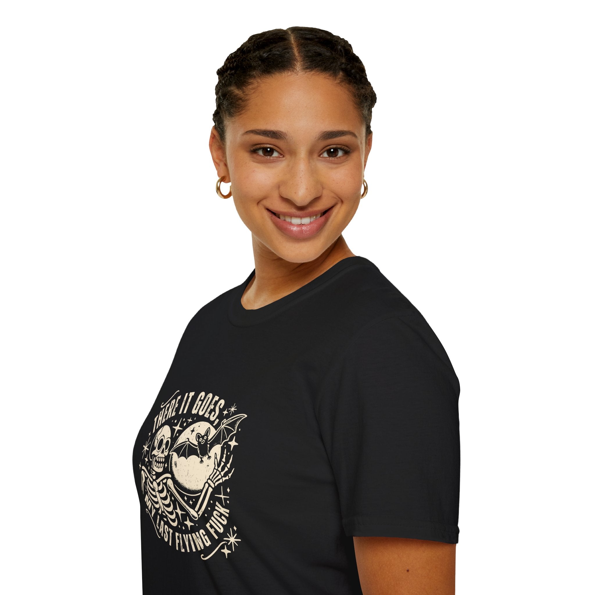 There It Goes Skull Moon & Bat T-Shirt — Cute Halloween Gift for Women Graphic Tee