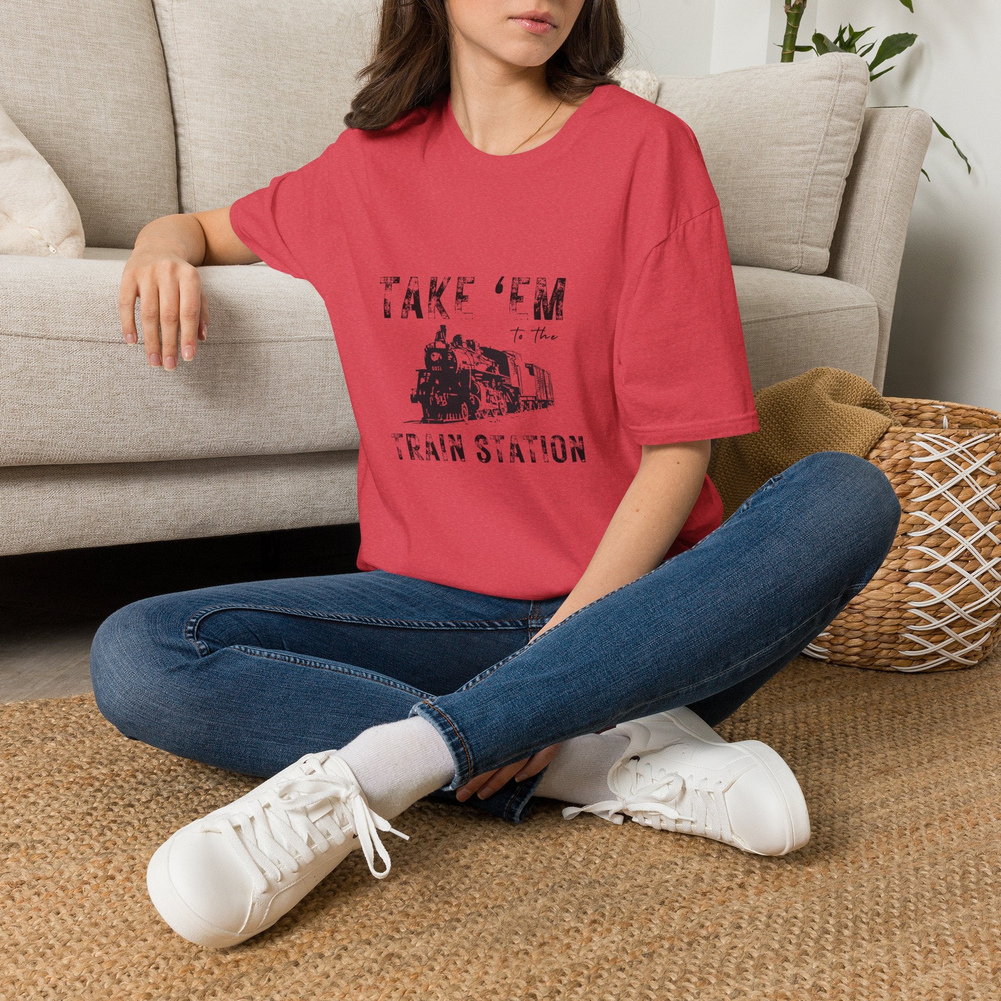 Take 'Em to the Train Station T-Shirt — Funny Sarcastic Gift Vintage Engine Graphic Tee