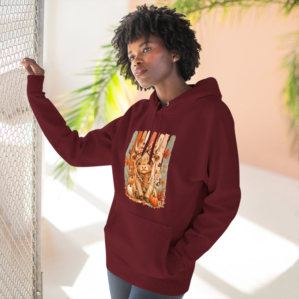Autumn Pumpkin Cow Hoodie — Cute Fall Gift for Women Cozy Graphic Pullover