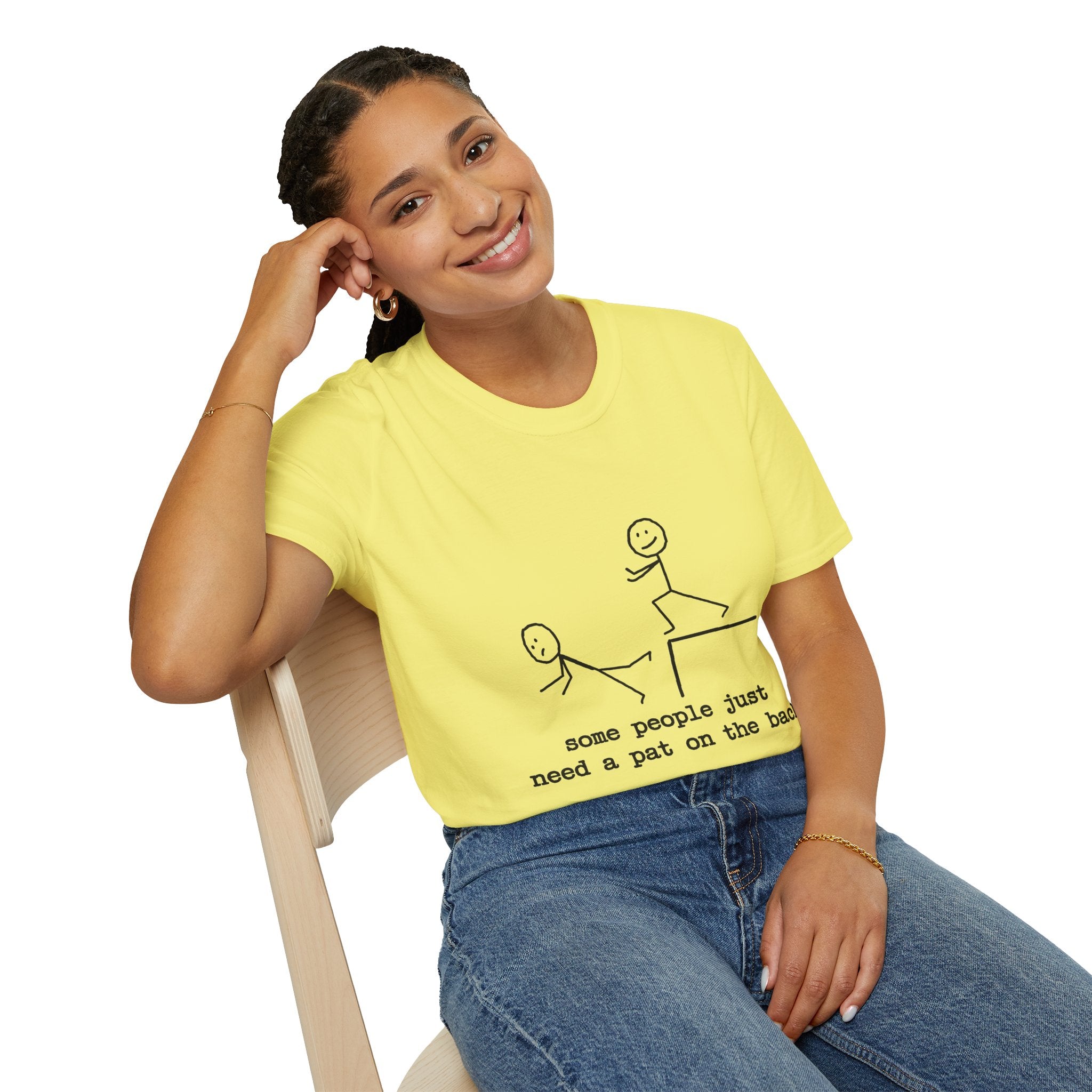 T-Shirt — "Some People Just Need a Pat on the Back" Stick Figure Humor Tee