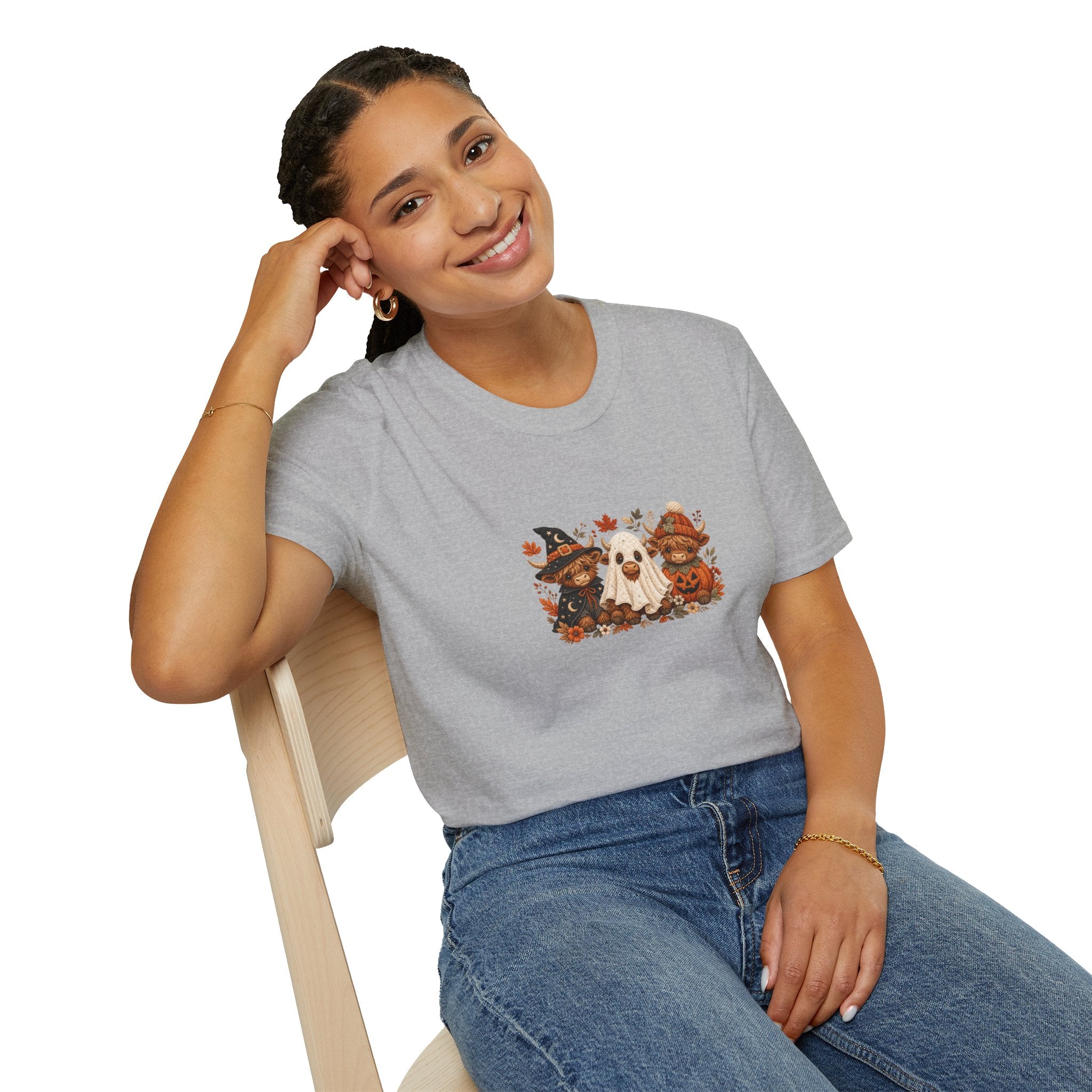 Halloween Cows Trio T-Shirt — Cute Funny Gift for Her Ghost & Pumpkin Fall Tee