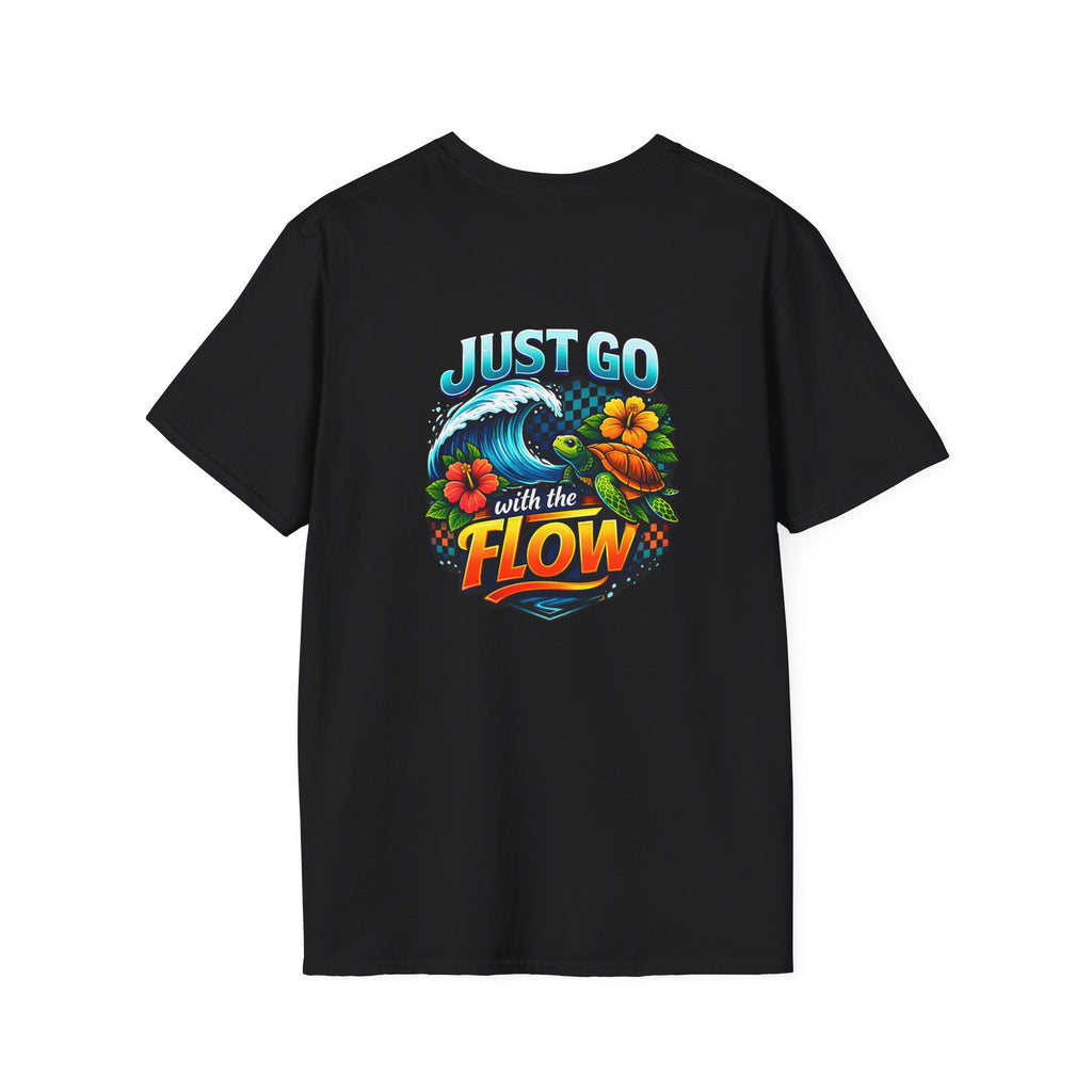 Go With the Flow Sea Turtle T-Shirt — Cute Beach Gift for Women Ocean Floral Tee