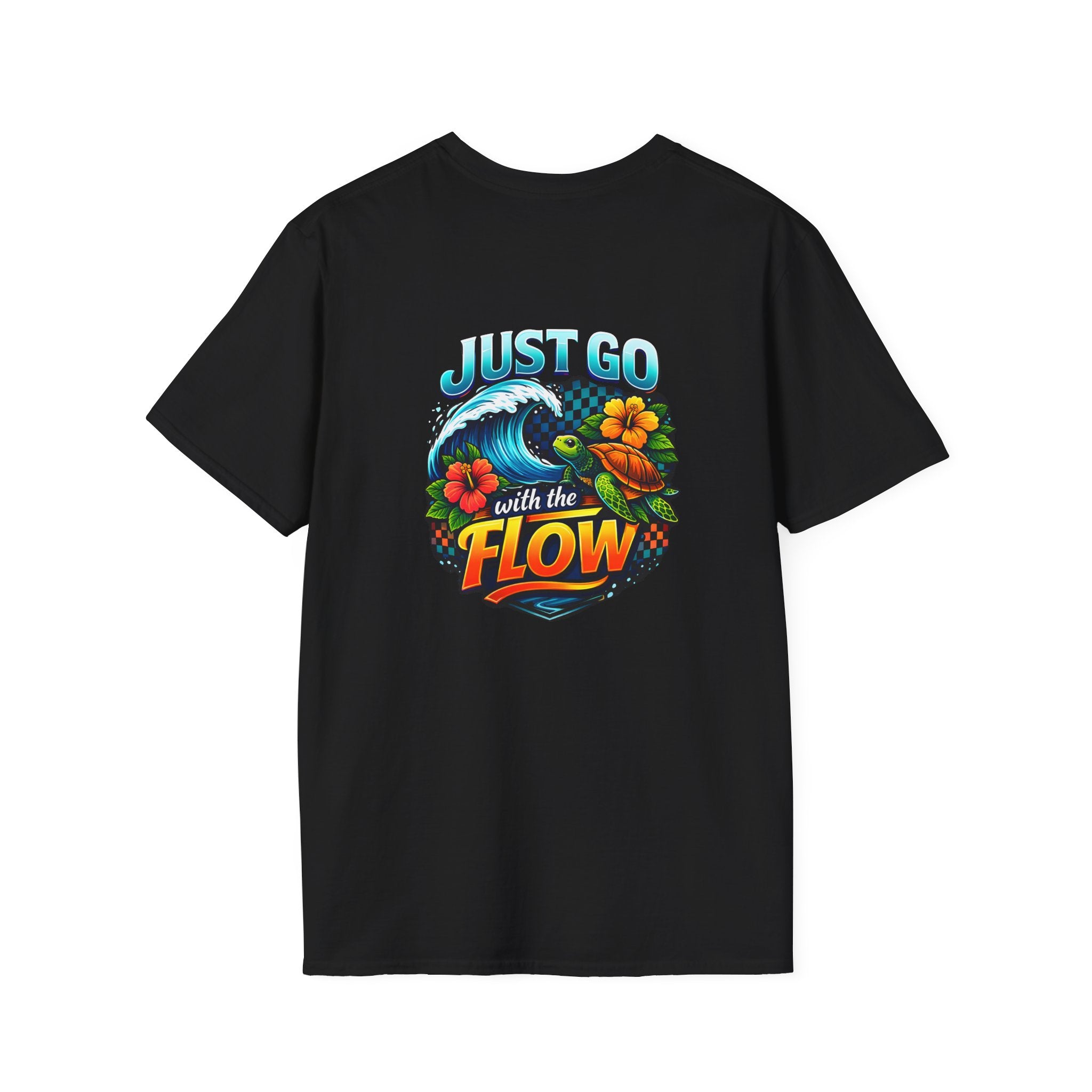 Go With the Flow Sea Turtle T-Shirt — Cute Beach Gift for Women Ocean Floral Tee