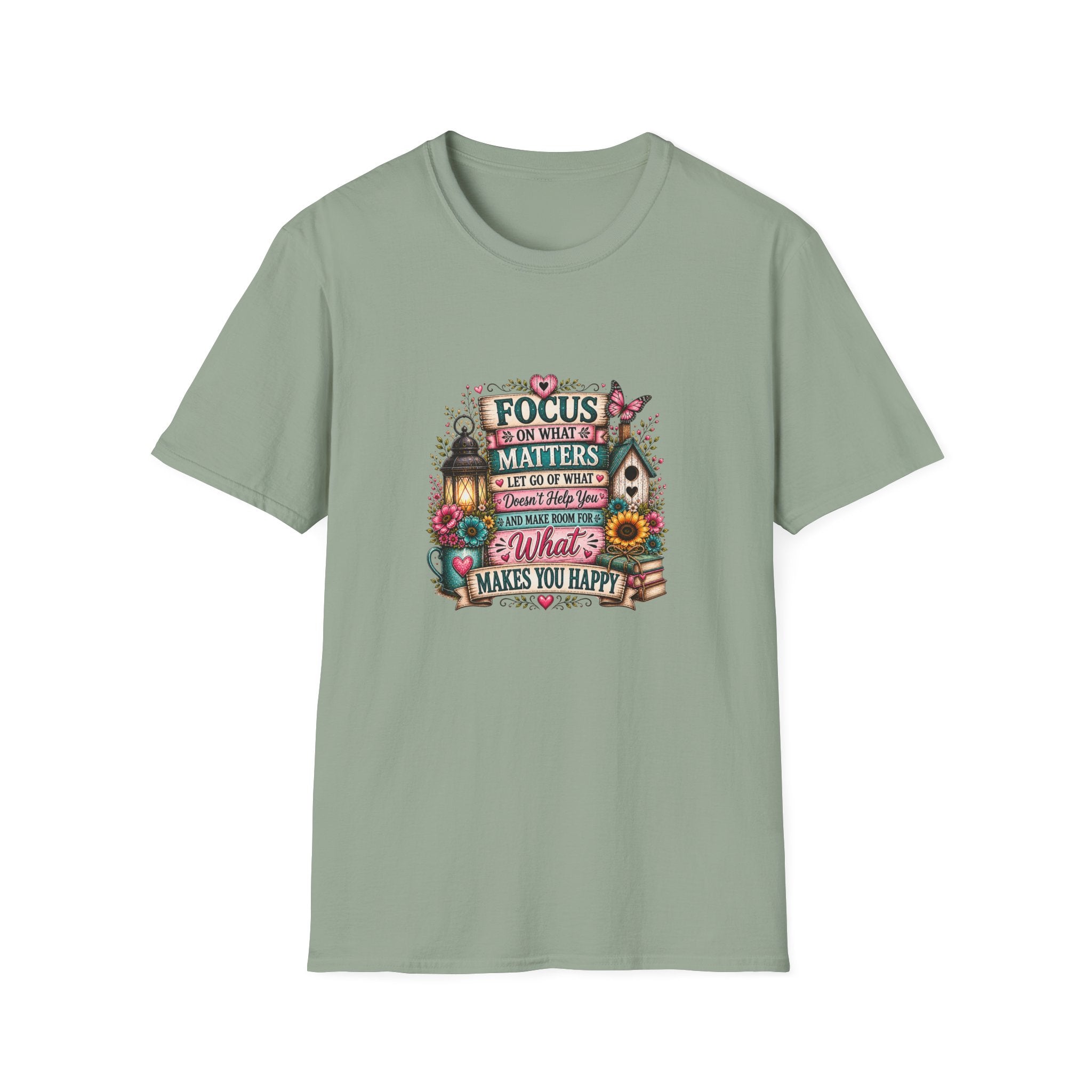 Focus on What Matters Floral T-Shirt — Inspirational Motivational Gift for Women Tee