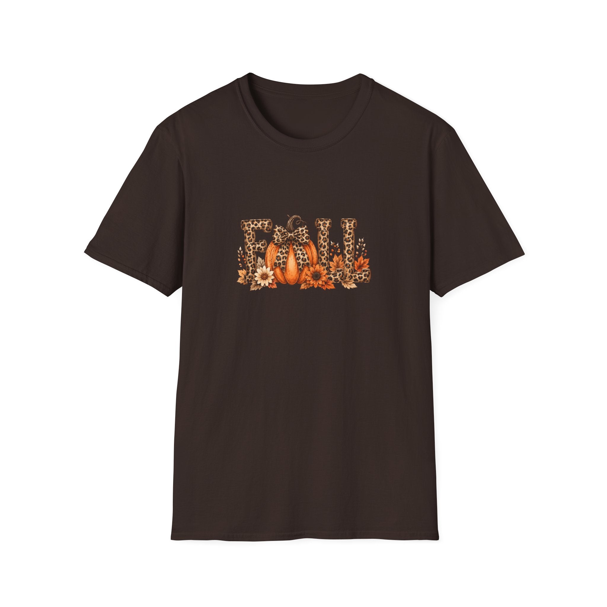 Fall Leopard Pumpkin T-Shirt — Cute Autumn Gift for Women Floral Graphic Tee