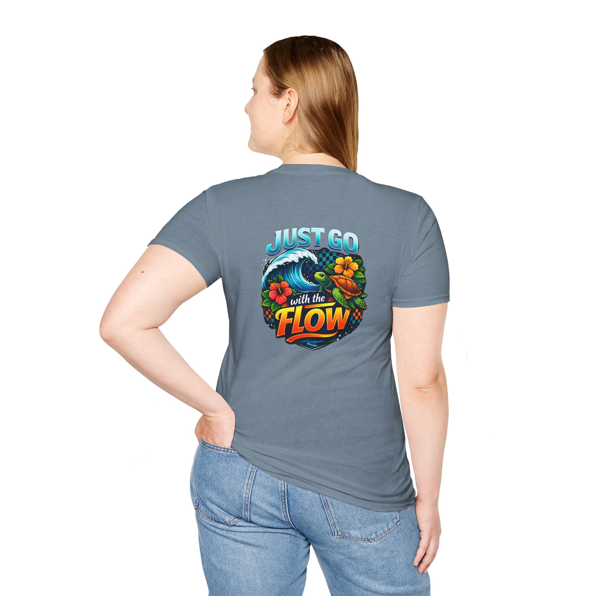 Go With the Flow Sea Turtle T-Shirt — Cute Beach Gift for Women Ocean Floral Tee