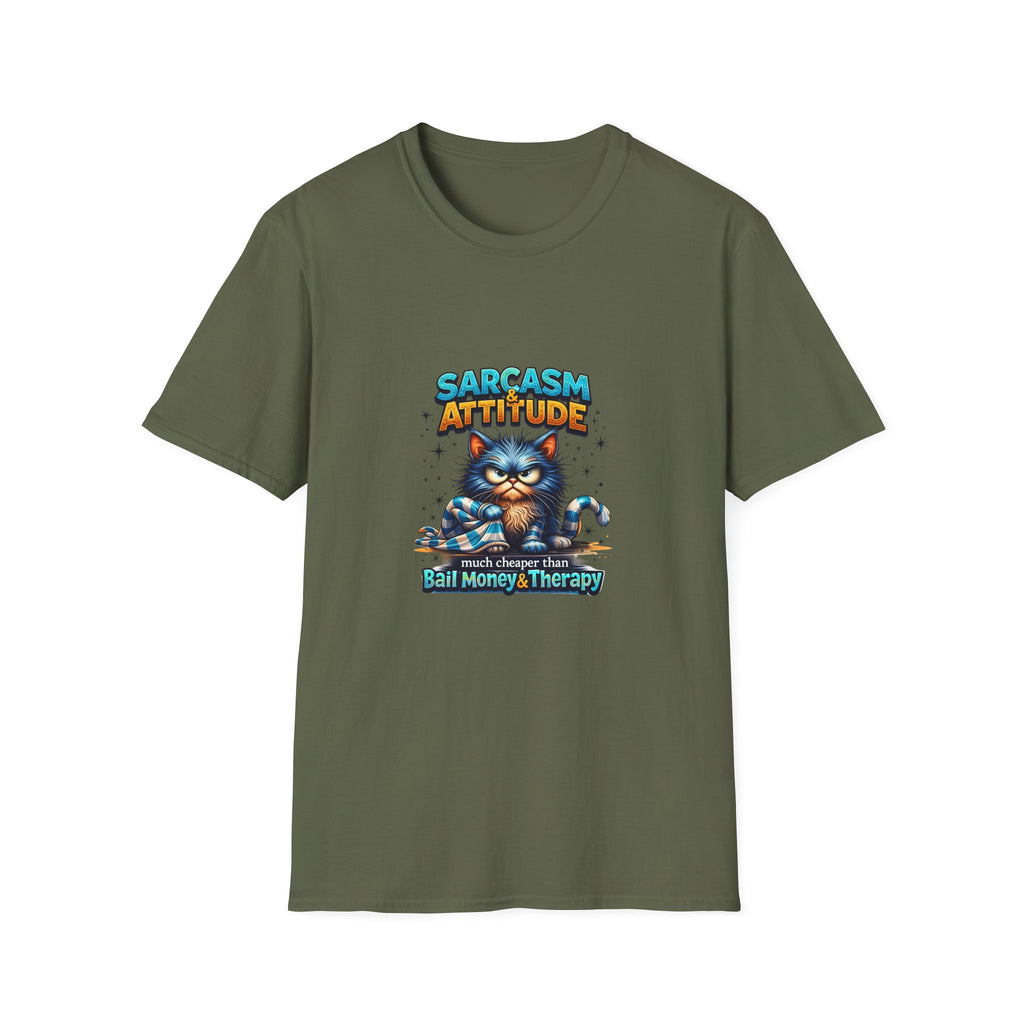 Sarcasm & Attitude Grumpy Cat T-Shirt — Funny Sarcastic Gift for Her Graphic Tee