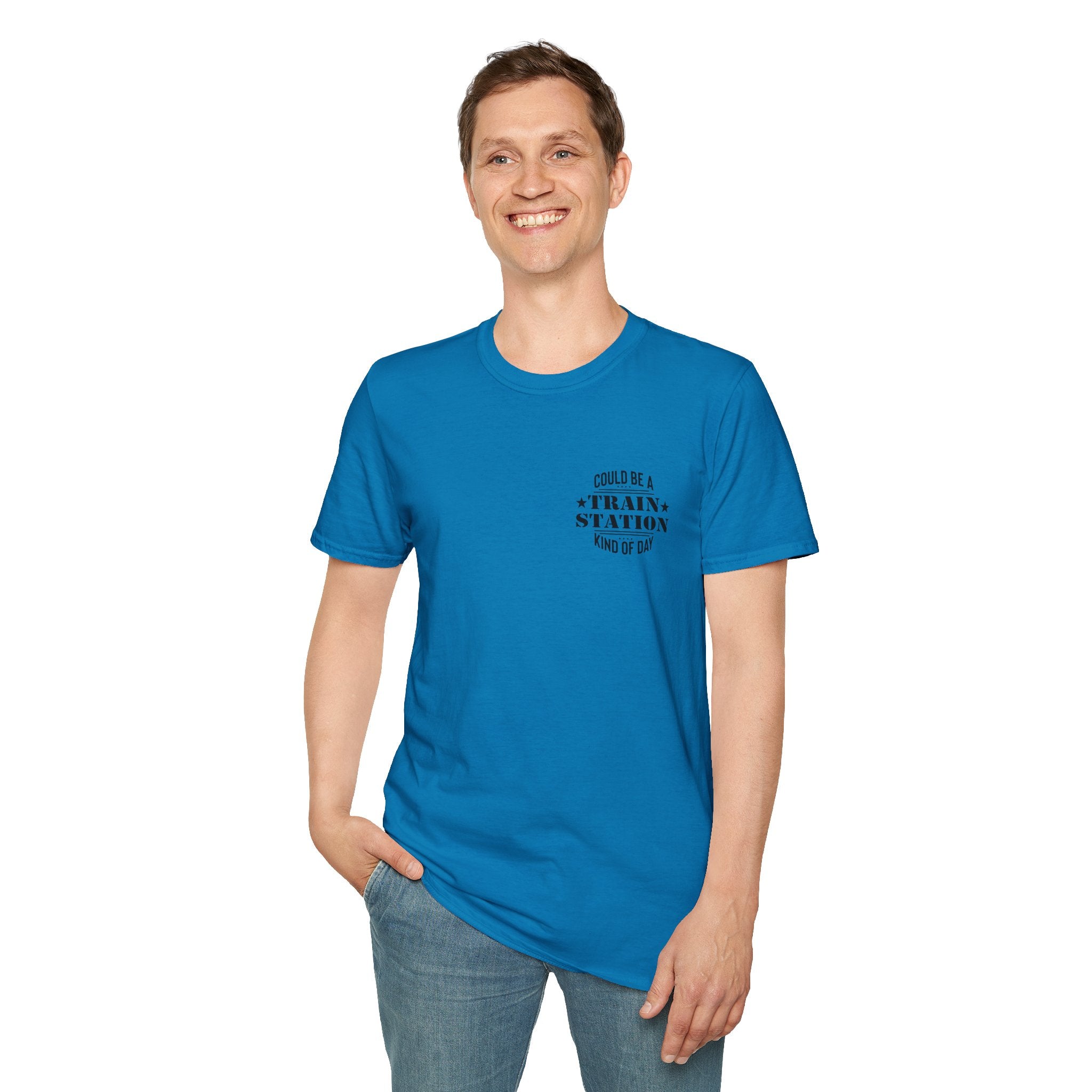 Could Be a Train Station Kind of Day T-Shirt — Funny Sarcastic Gift for Her Pocket Tee