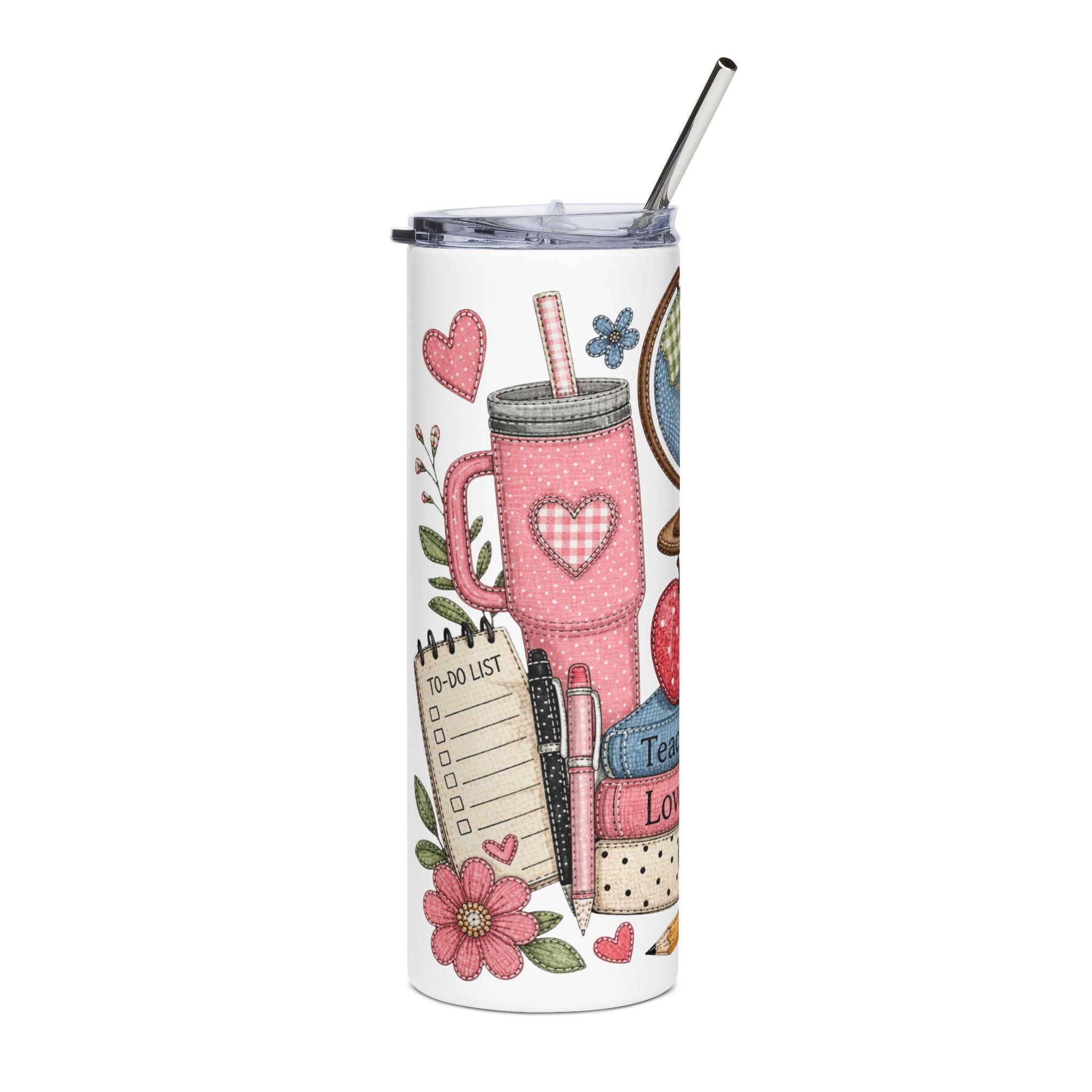 Teach Love Teacher Appreciation Tumbler — Cute Classroom Gift 20oz Stainless Steel Cup