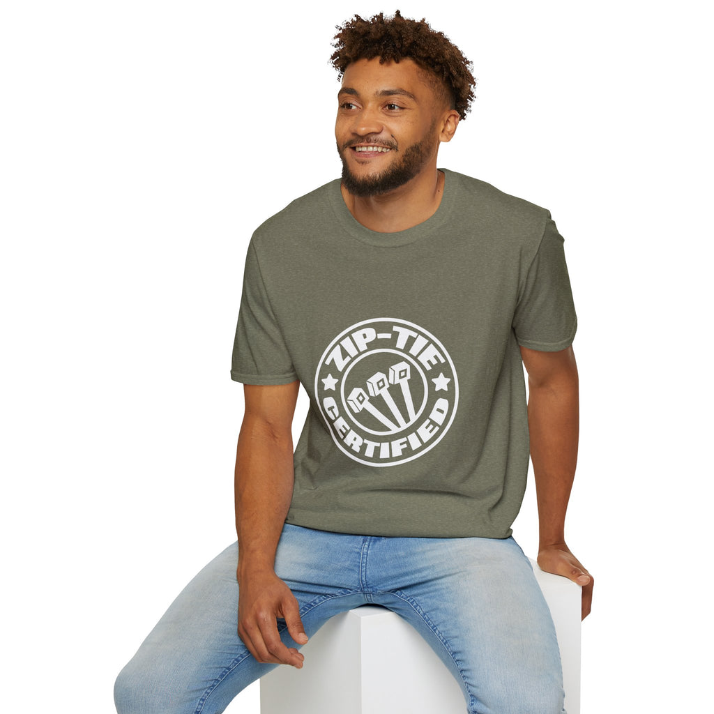 Zip-Tie Certified T-Shirt — Funny Handyman Gift for Him Bold Graphic Tee