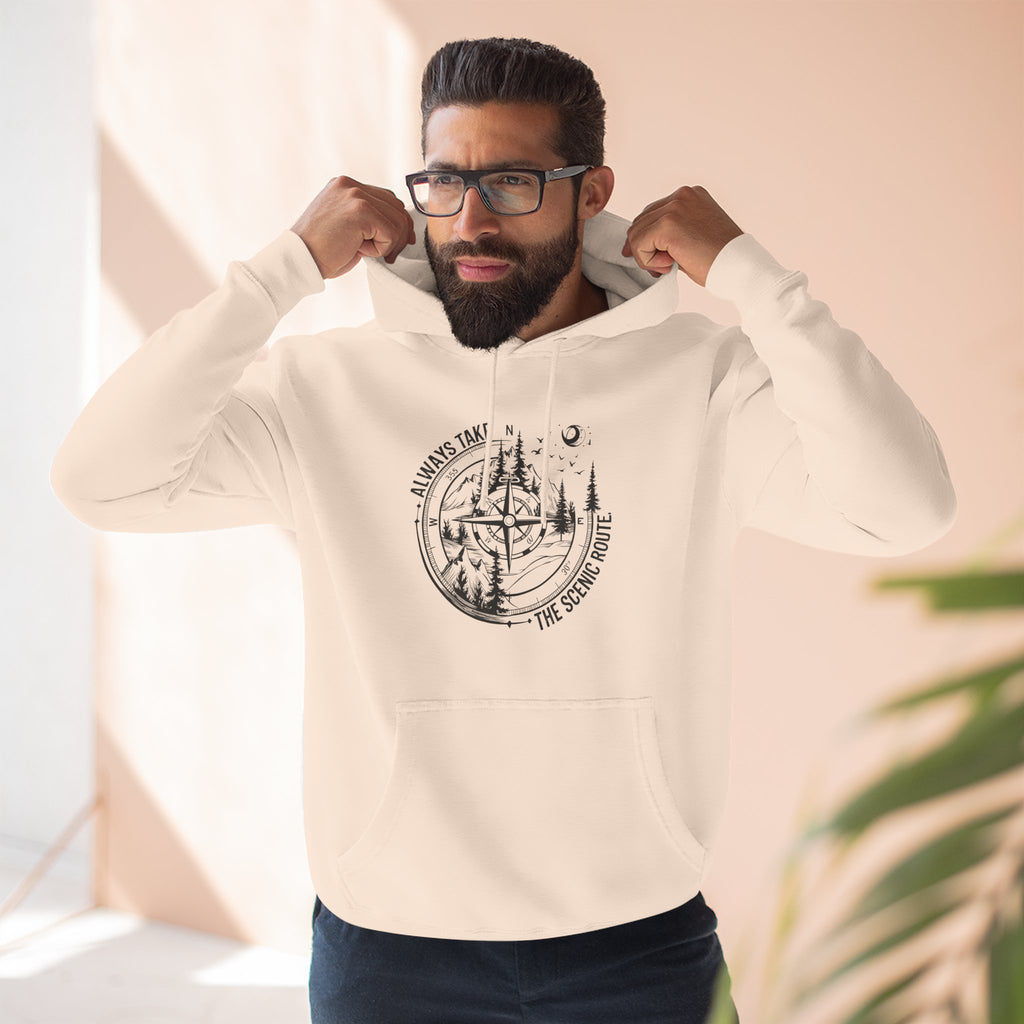 Hoodie — "Always Take the Scenic Route" Camping Graphic Pullover