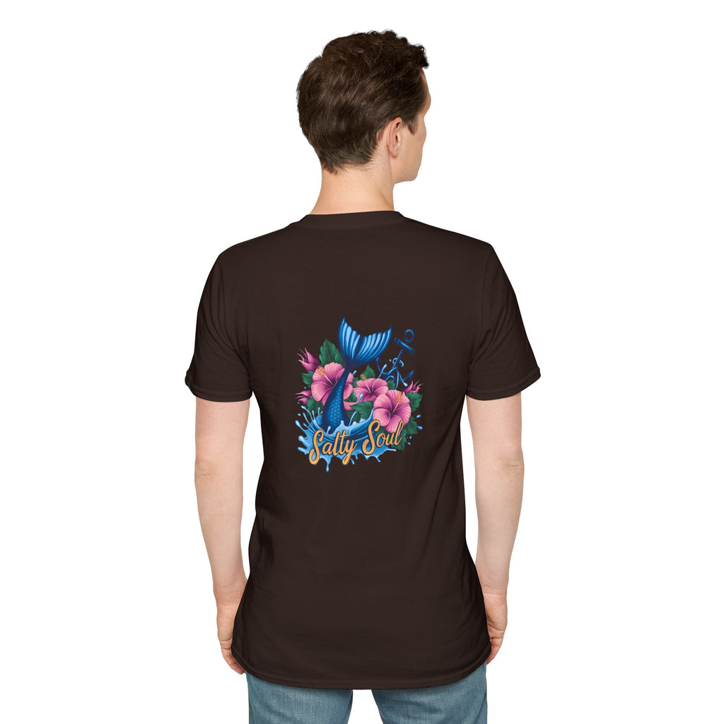 Salty Soul Mermaid Anchor Floral T-Shirt — Cute Beach Gift for Women Nautical Tee