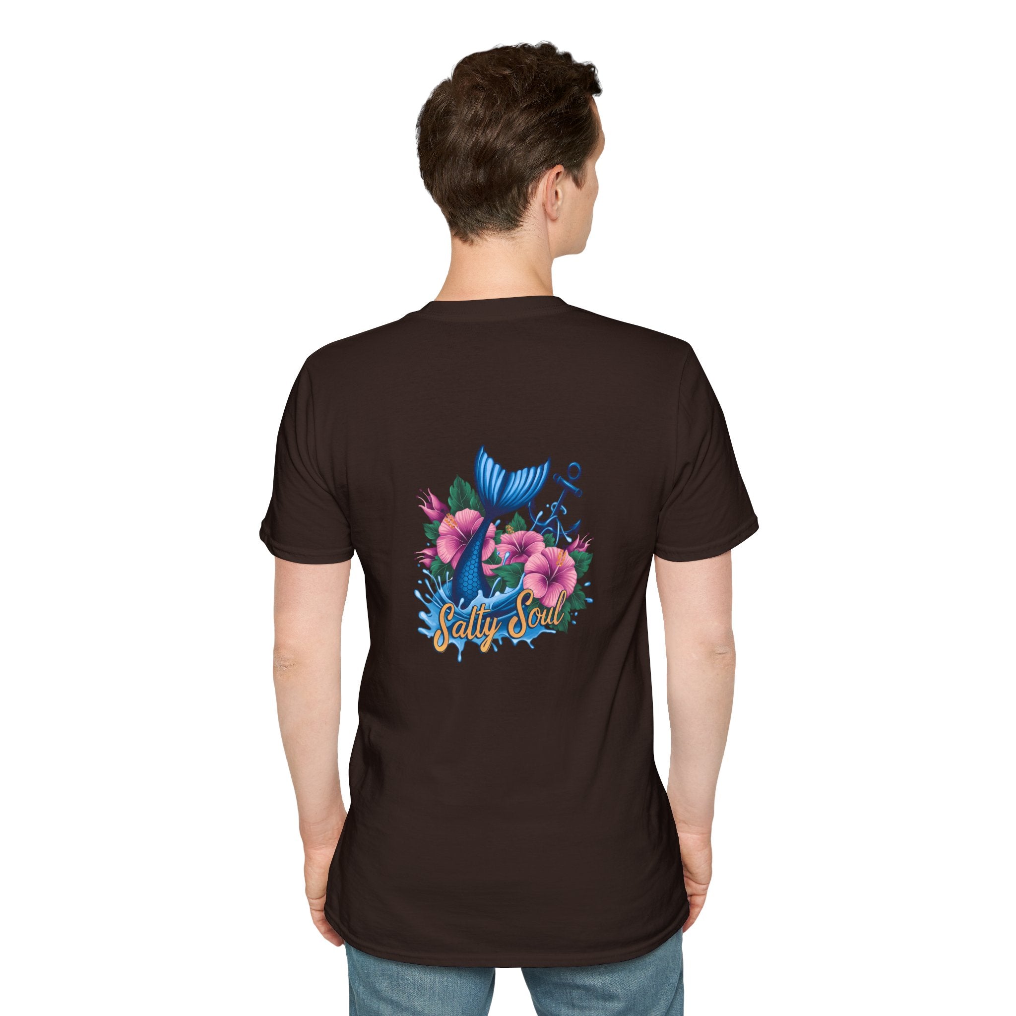 Salty Soul Mermaid Anchor Floral T-Shirt — Cute Beach Gift for Women Nautical Tee