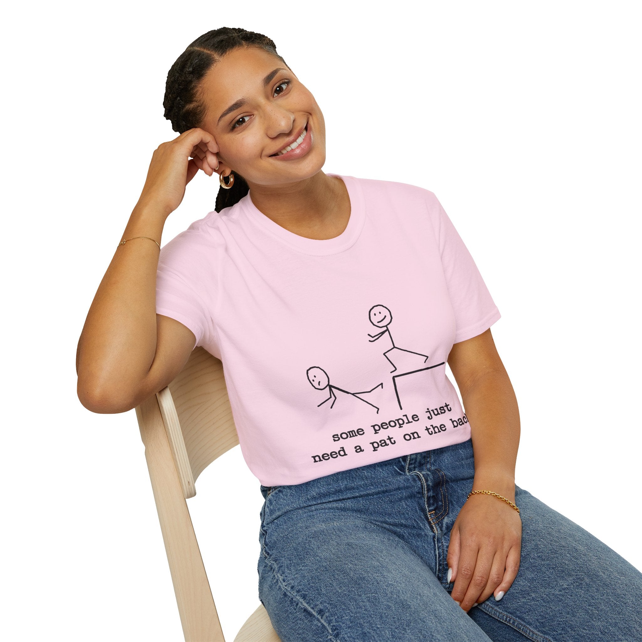 T-Shirt — "Some People Just Need a Pat on the Back" Stick Figure Humor Tee