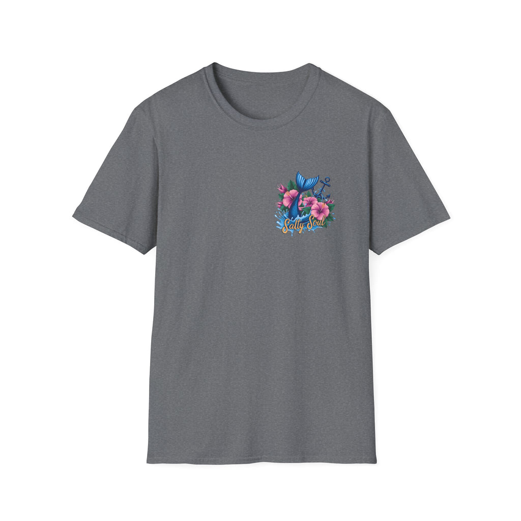 Salty Soul Mermaid Anchor Floral T-Shirt — Cute Beach Gift for Women Nautical Tee
