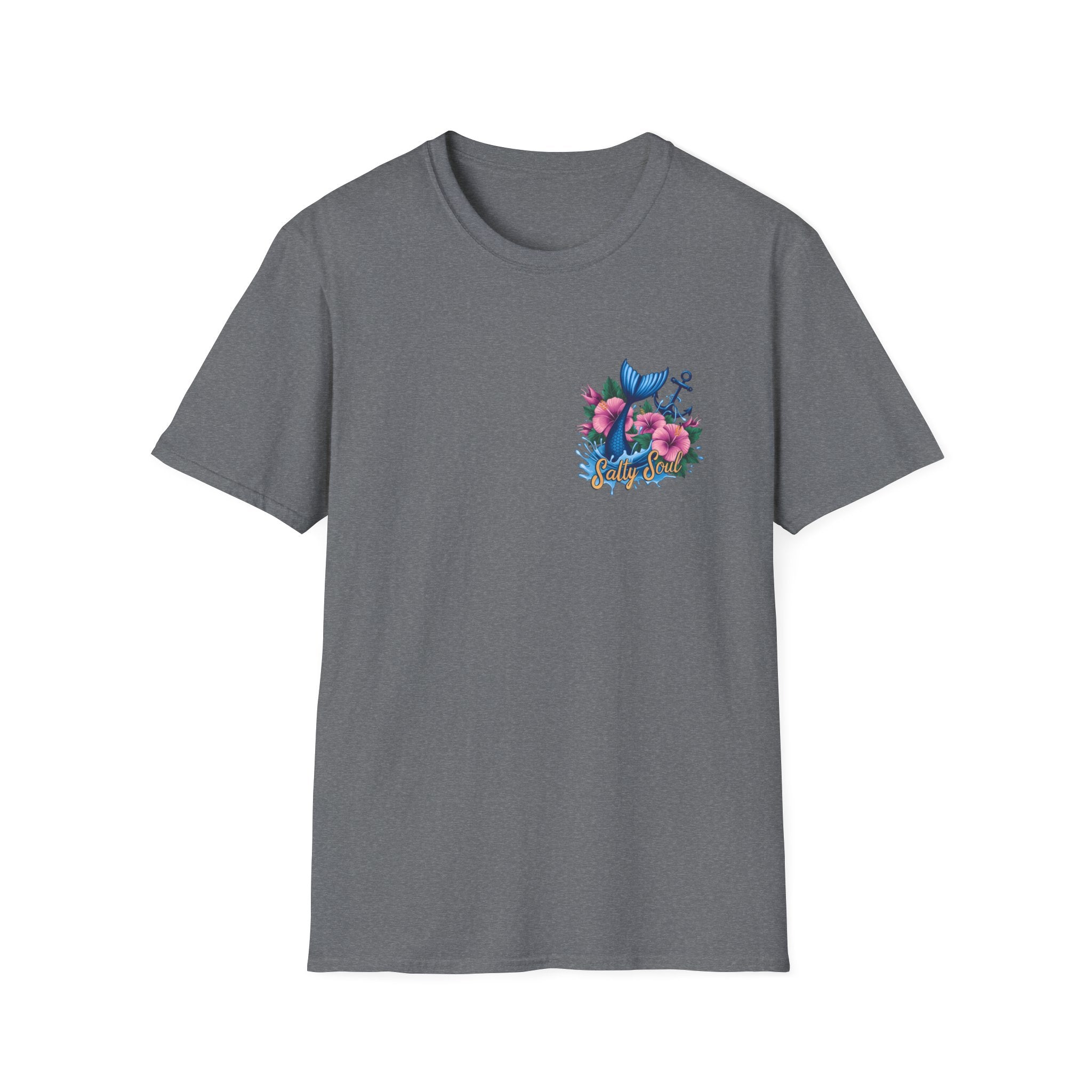 Salty Soul Mermaid Anchor Floral T-Shirt — Cute Beach Gift for Women Nautical Tee