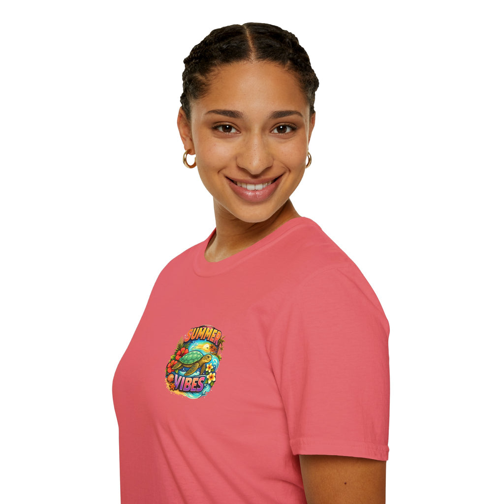 Summer Vibes Sea Turtle T-Shirt — Cute Beach Gift for Women Surf Floral Graphic Tee