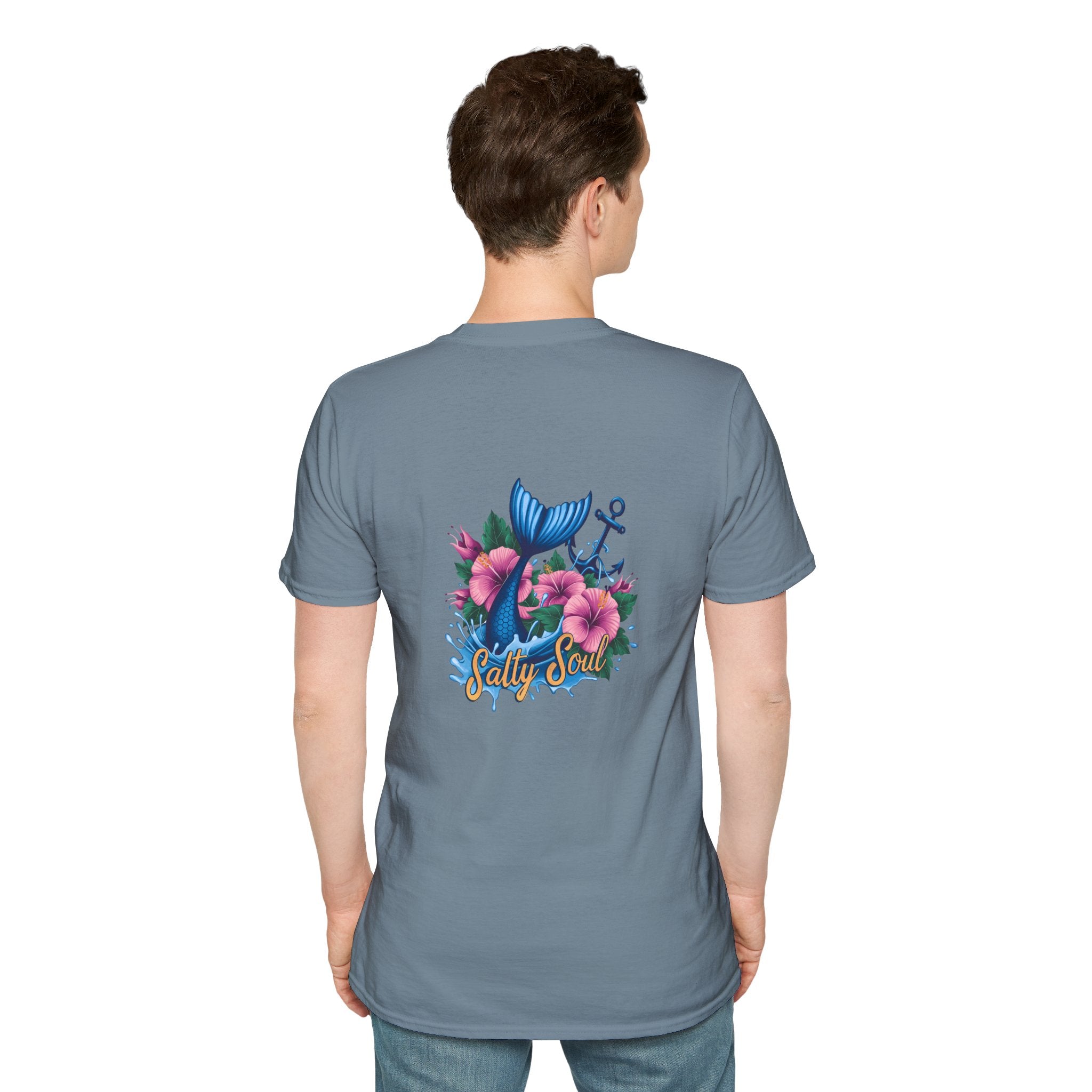 Salty Soul Mermaid Anchor Floral T-Shirt — Cute Beach Gift for Women Nautical Tee