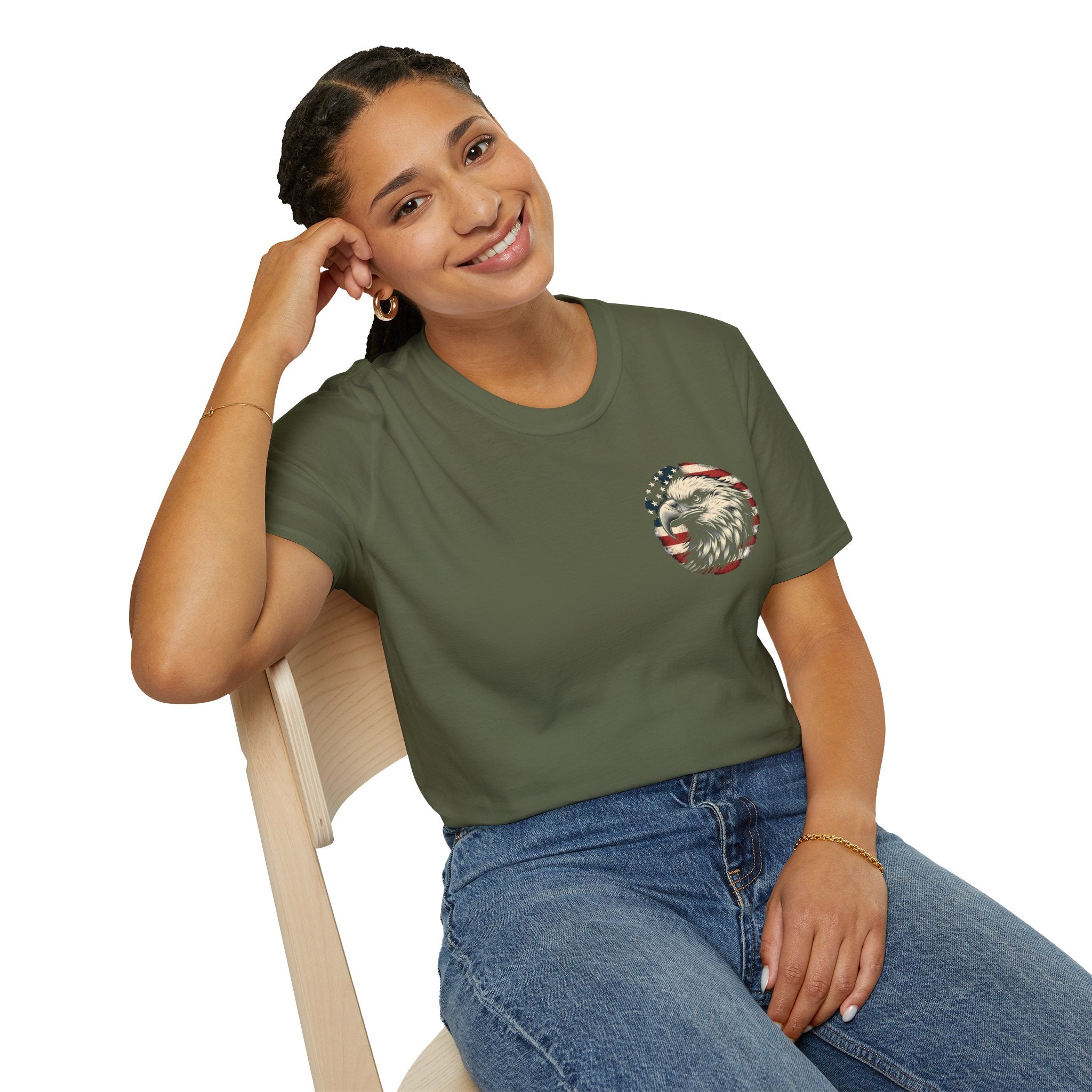 Patriotic Bald Eagle T-Shirt — American Flag Gift for Him Fourth of July Graphic Tee