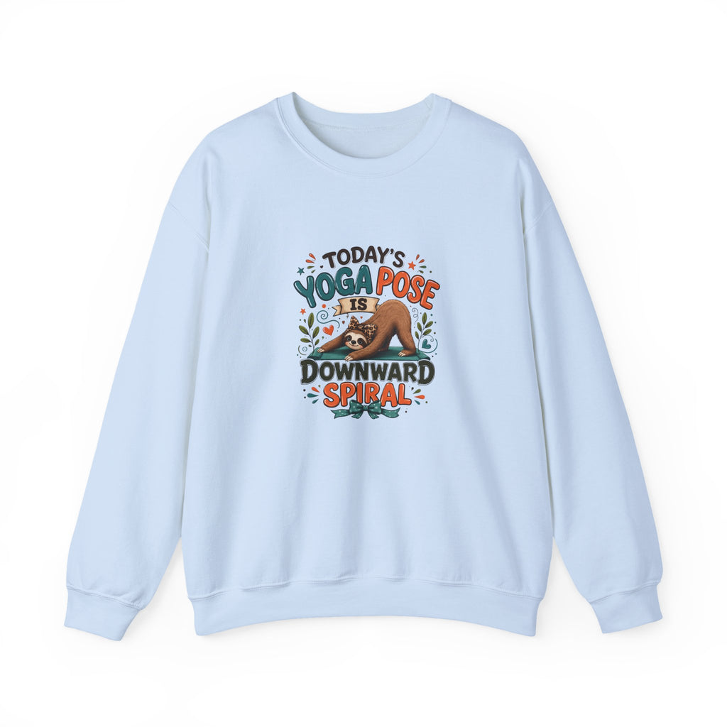 Downward Spiral Sloth Sweatshirt — Funny Lazy Gift for Her Yoga Pose Crewneck