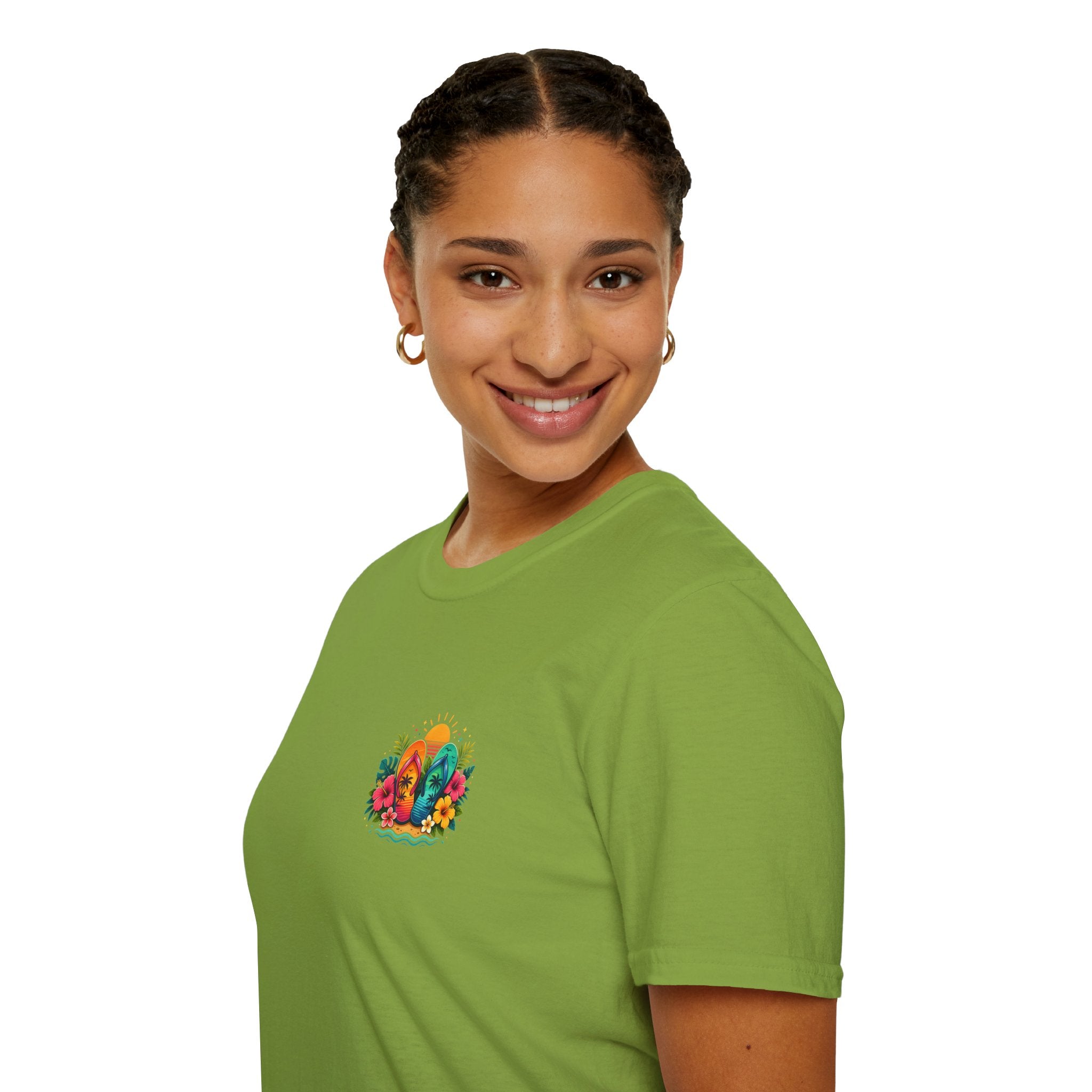 Floral Surf Chest Print T-Shirt — Cute Beach Gift for Women Graphic Tee
