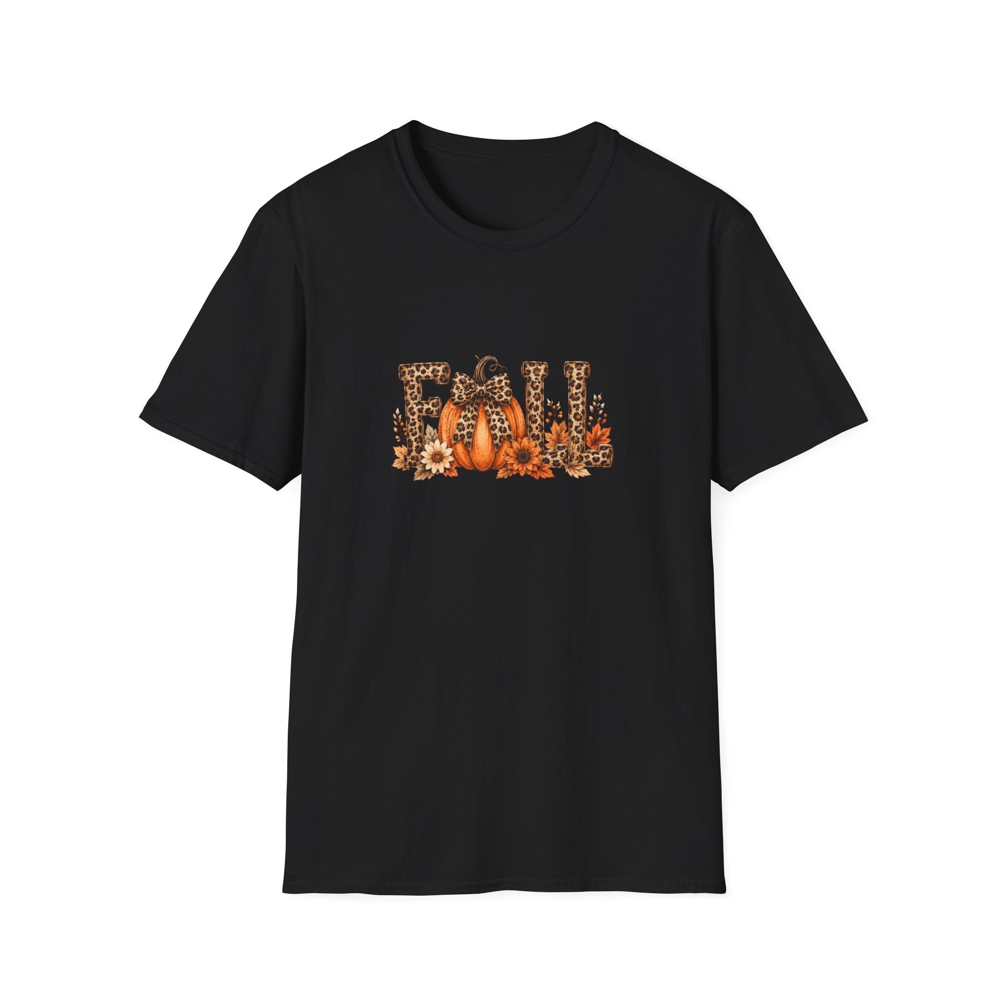 Fall Leopard Pumpkin T-Shirt — Cute Autumn Gift for Women Floral Graphic Tee