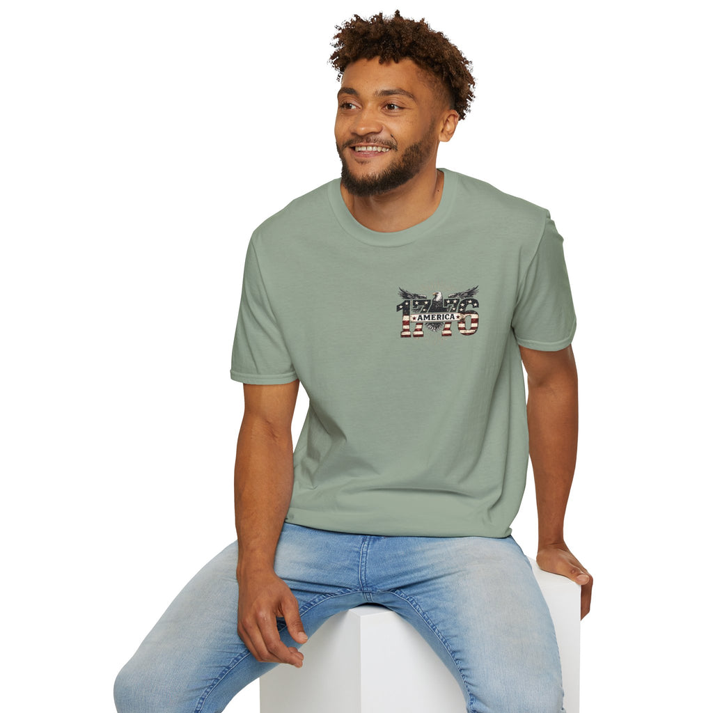 1776 American Flag Eagle T-Shirt — Vintage Patriotic Gift for Him Fourth of July Tee