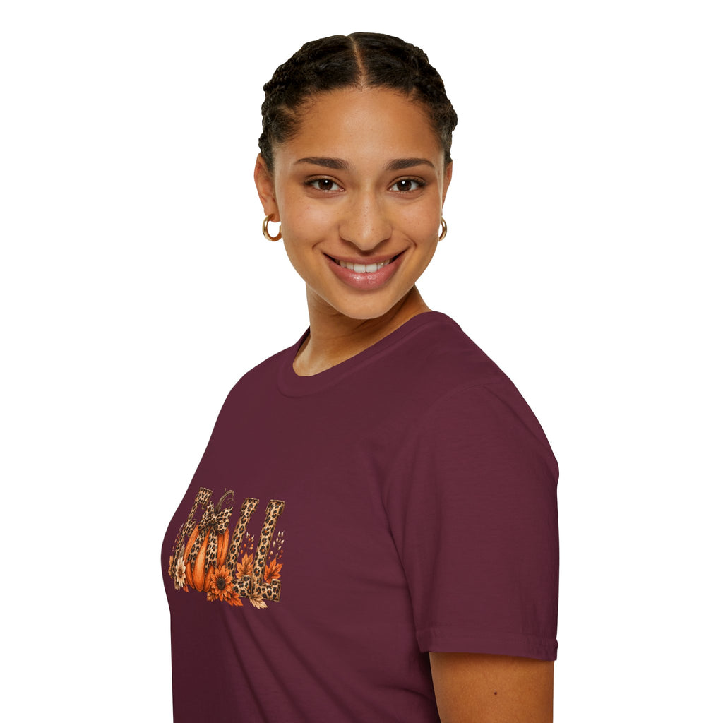 Fall Leopard Pumpkin T-Shirt — Cute Autumn Gift for Women Floral Graphic Tee