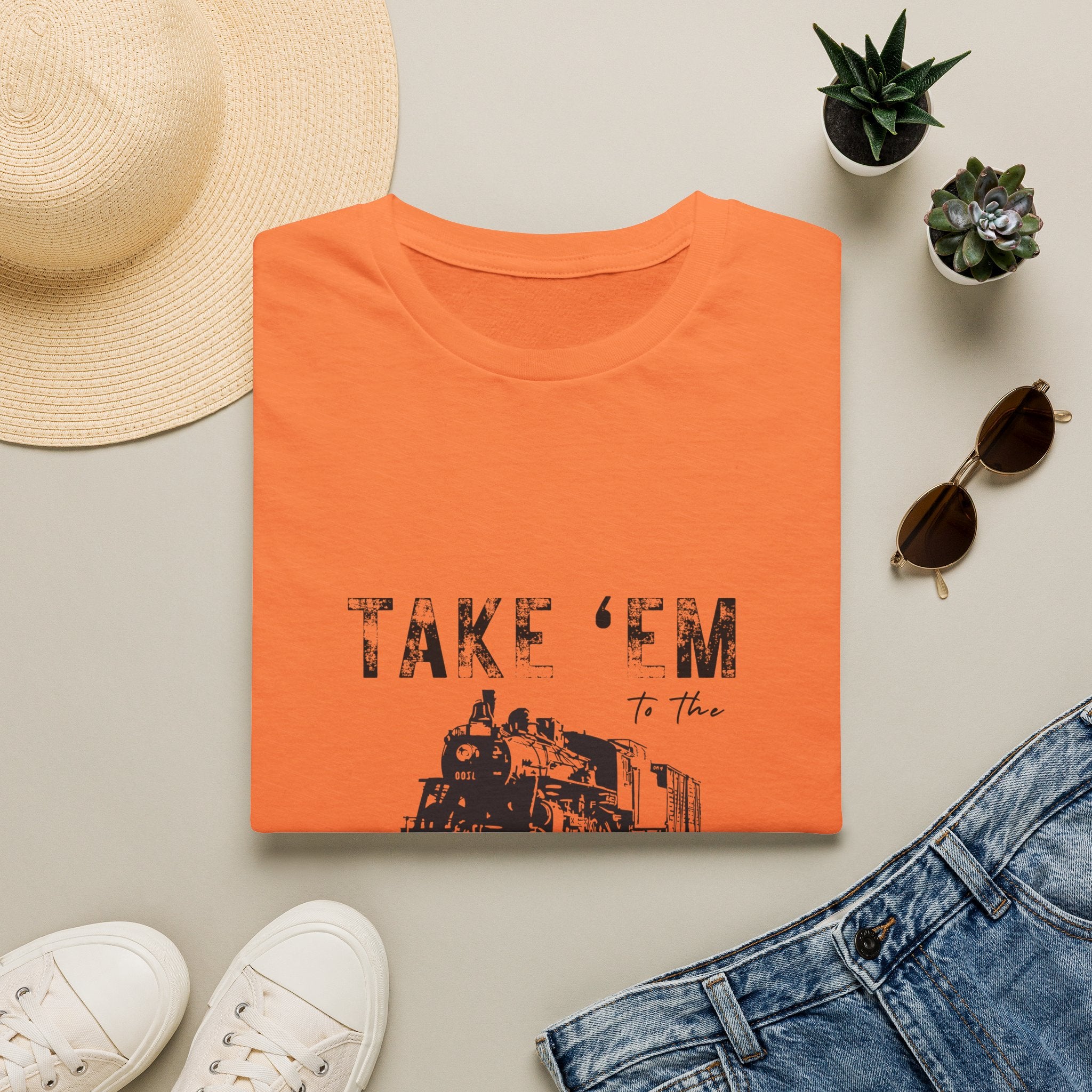 Take 'Em to the Train Station T-Shirt — Funny Sarcastic Gift Vintage Engine Graphic Tee