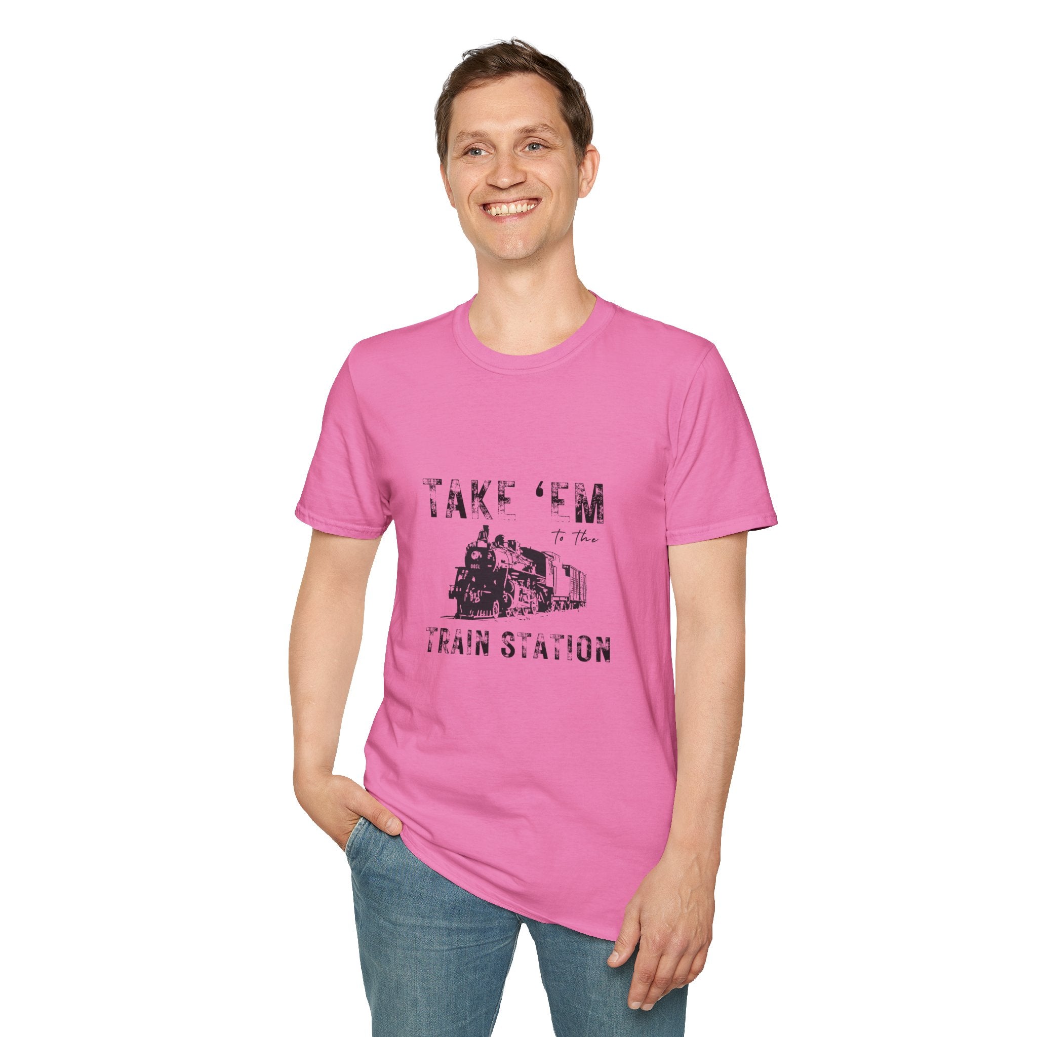 Take 'Em to the Train Station T-Shirt — Funny Sarcastic Gift Vintage Engine Graphic Tee